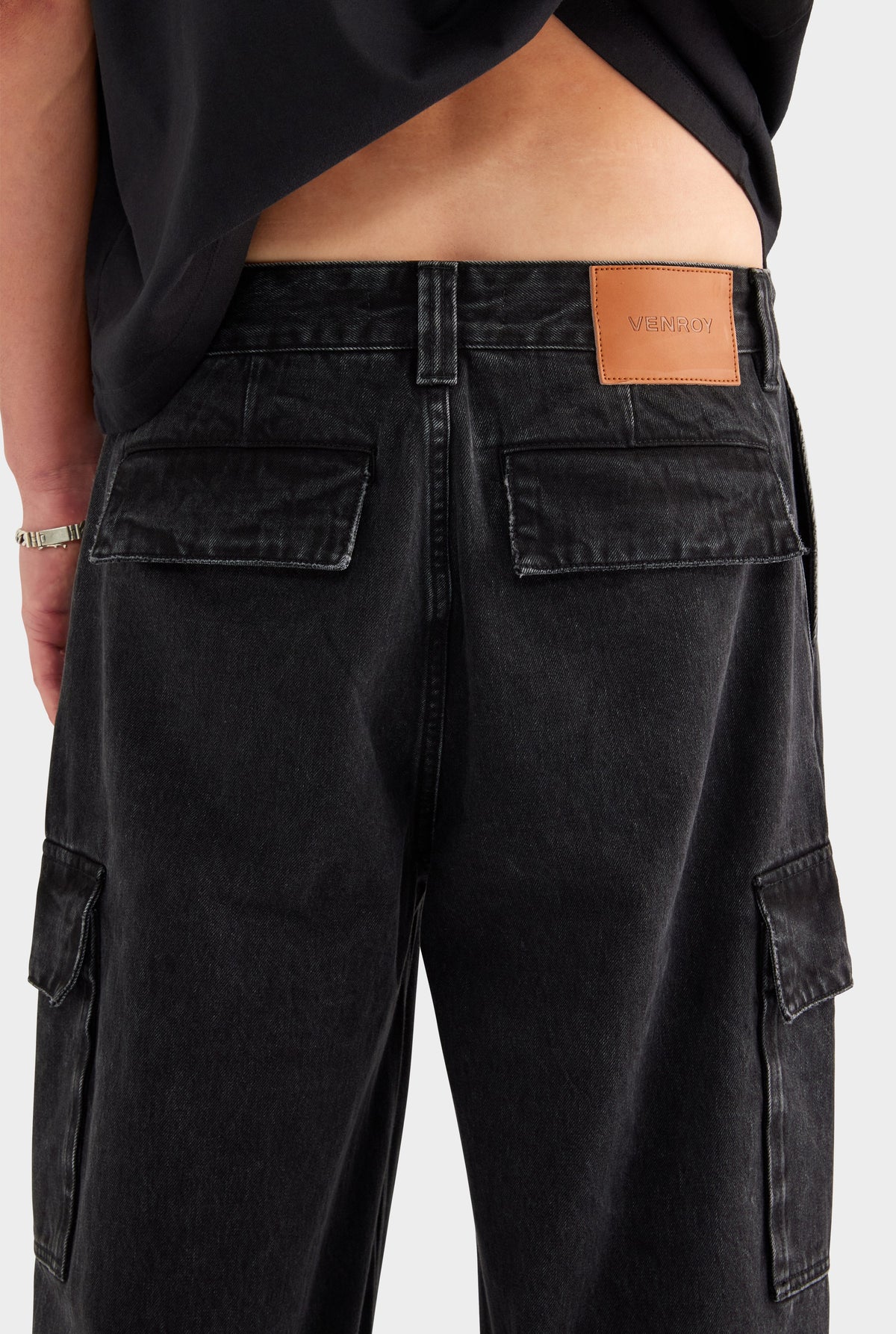 Baggy Denim Cargo - Washed Black