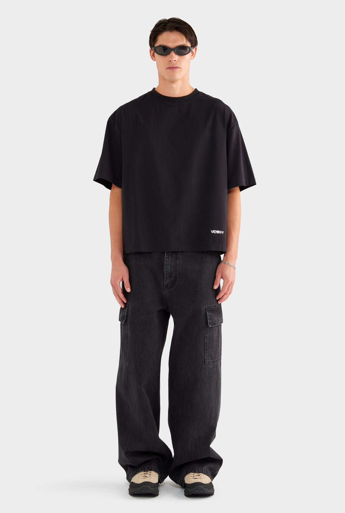 Baggy Denim Cargo - Washed Black