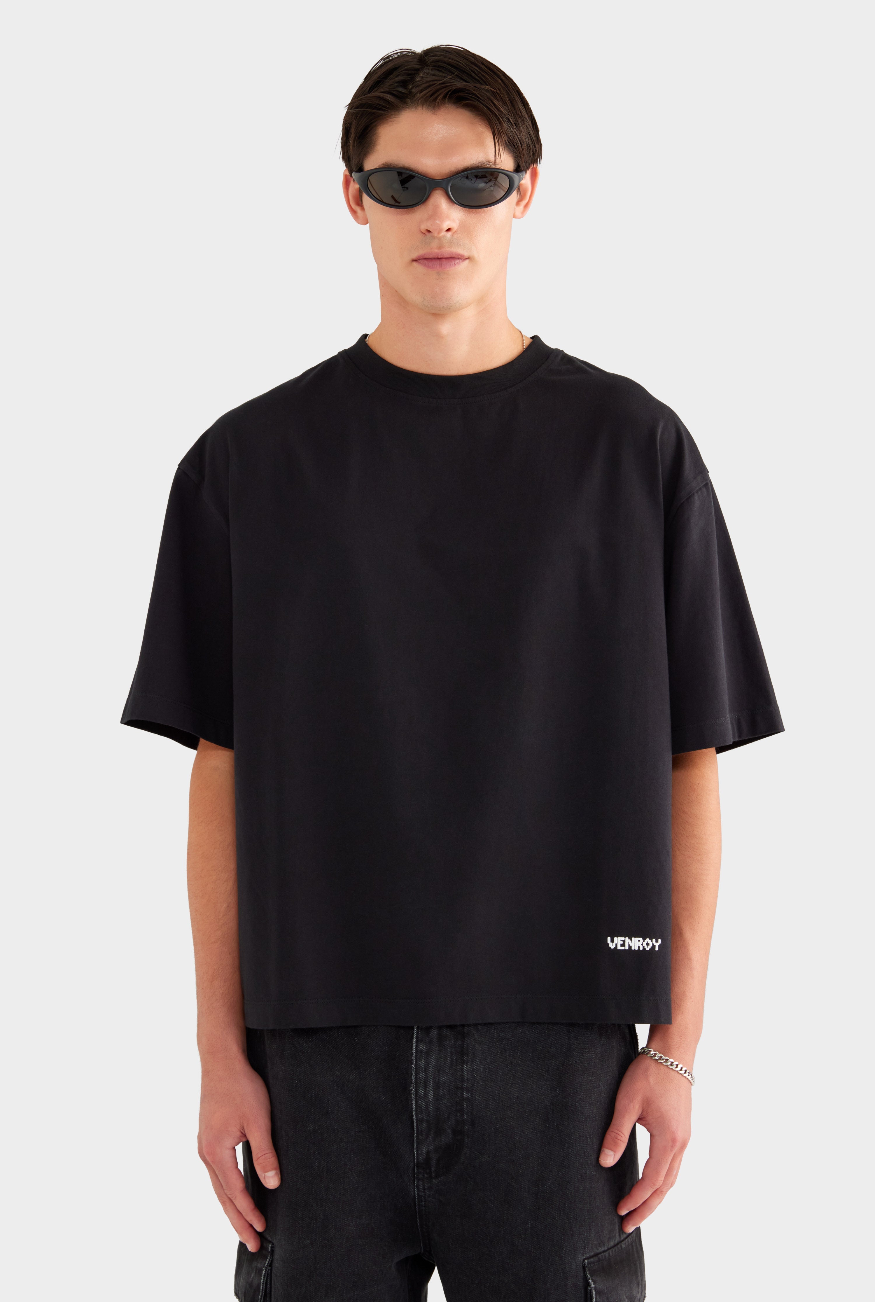 Supersized T Shirt - Black/Marseille Doily