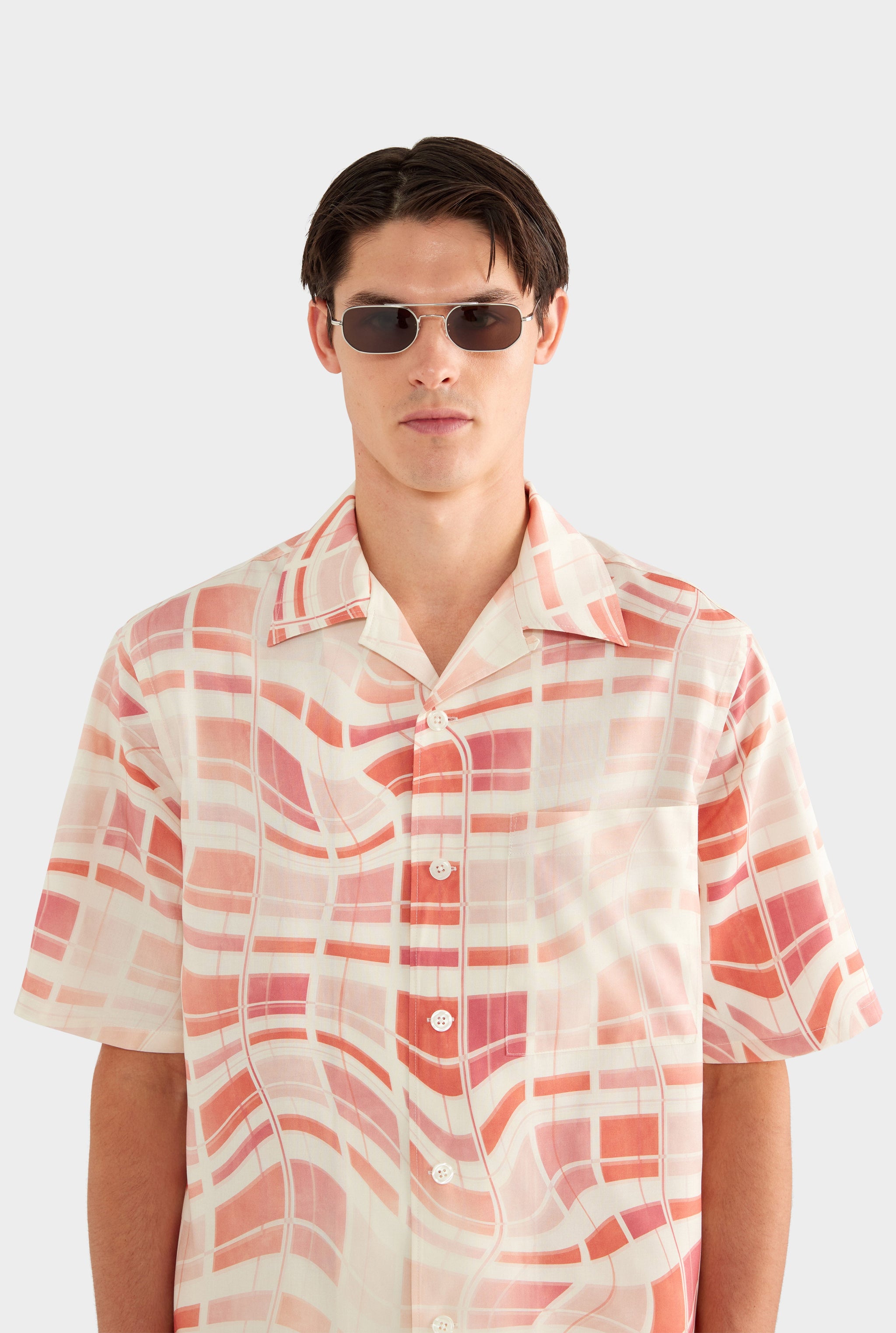Fuji Silk Camp Collar Shirt - Warped Check
