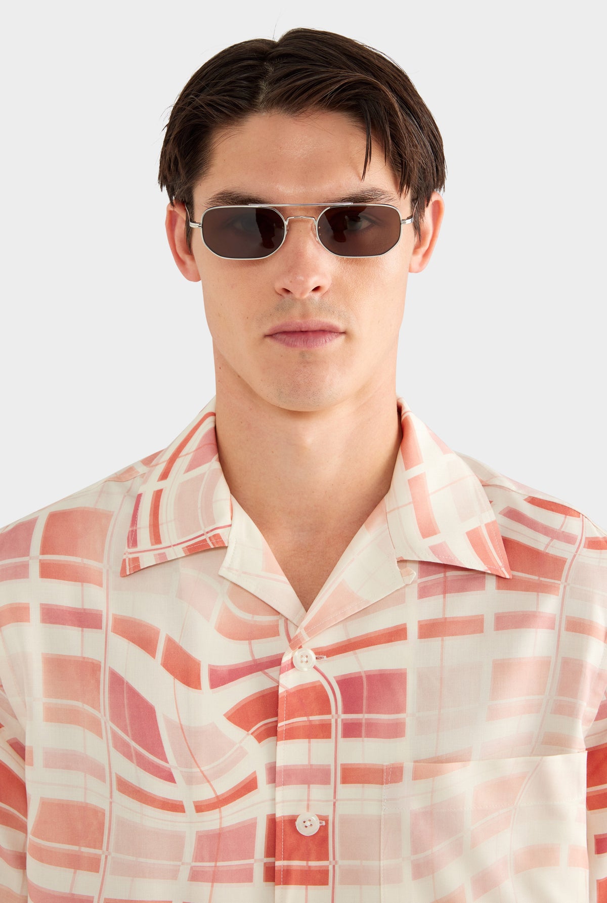 Fuji Silk Camp Collar Shirt - Warped Check