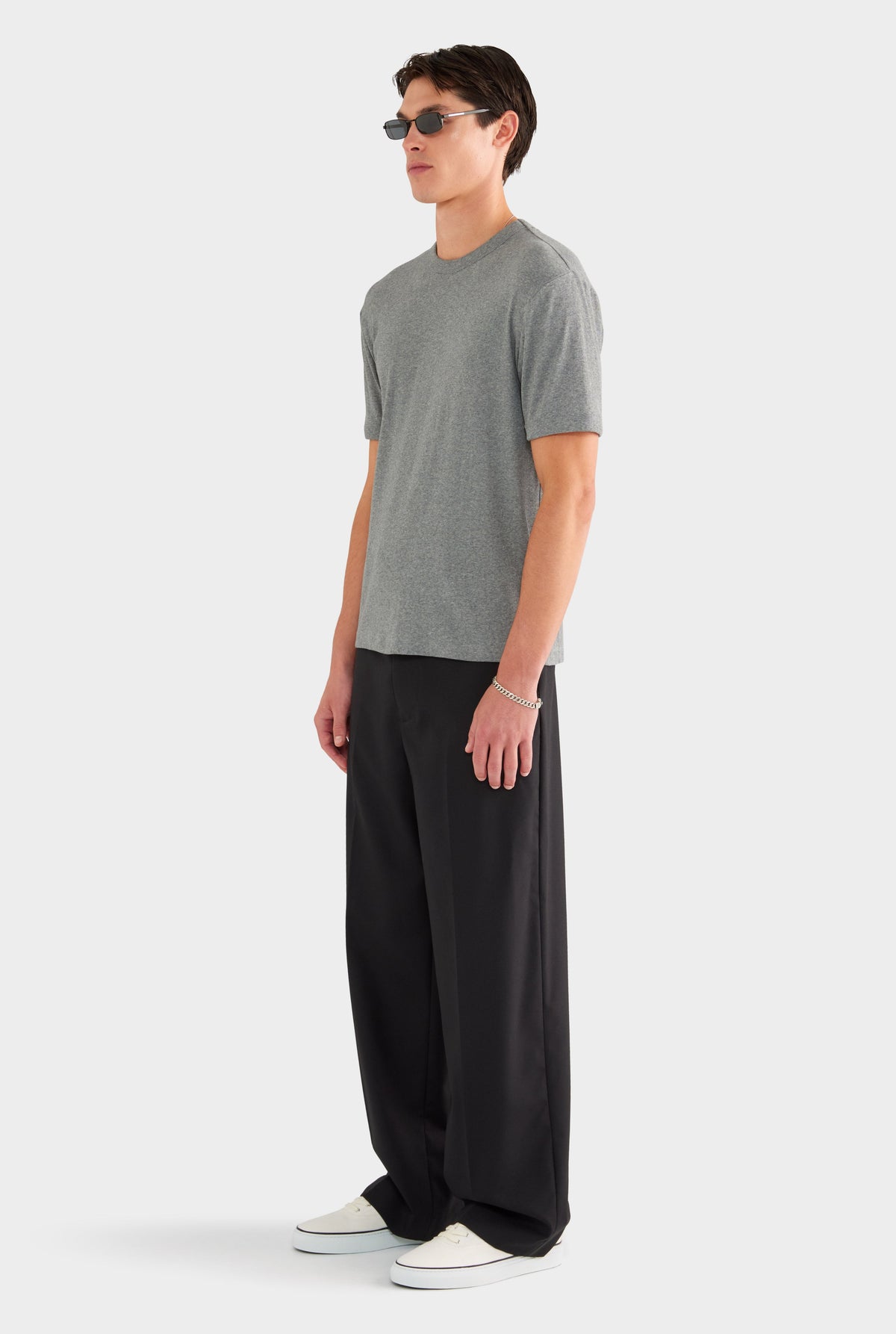 Rib Ringer T Shirt - Grey Marl