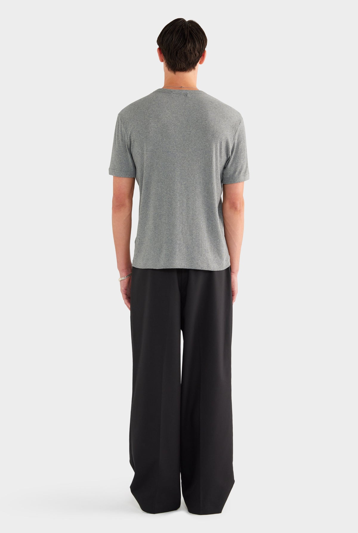 Rib Ringer T Shirt - Grey Marl