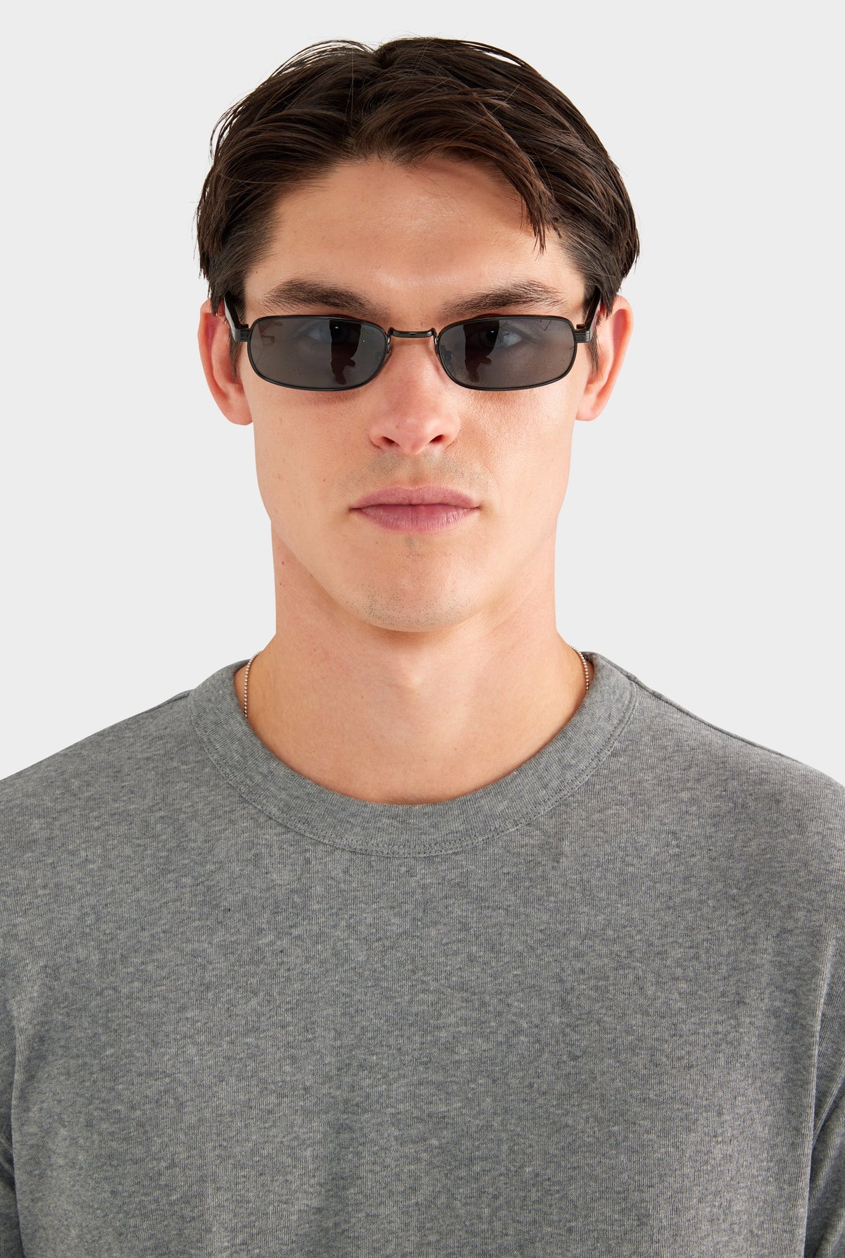 Rib Ringer T Shirt - Grey Marl