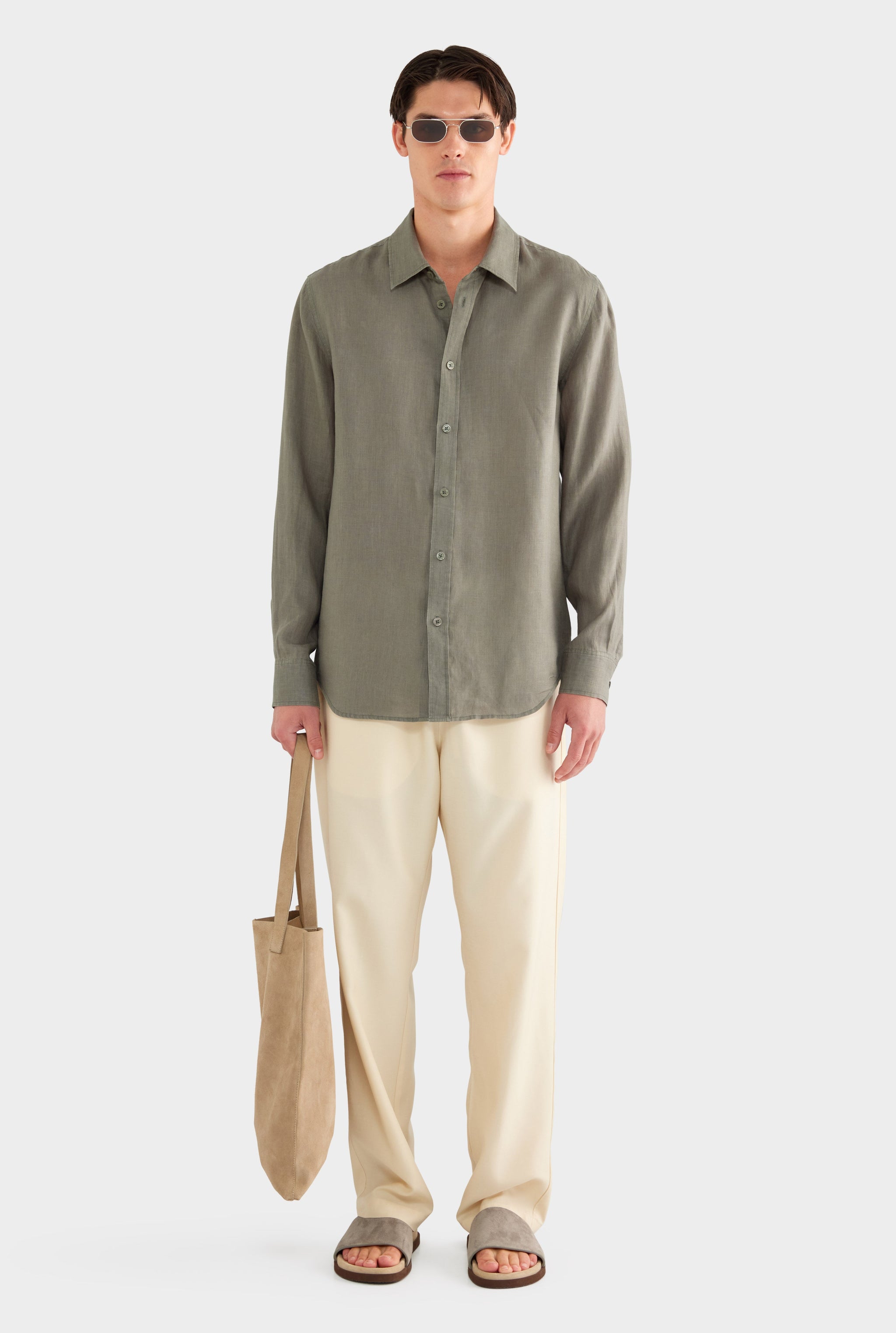 Linen Shirt - Slate Olive