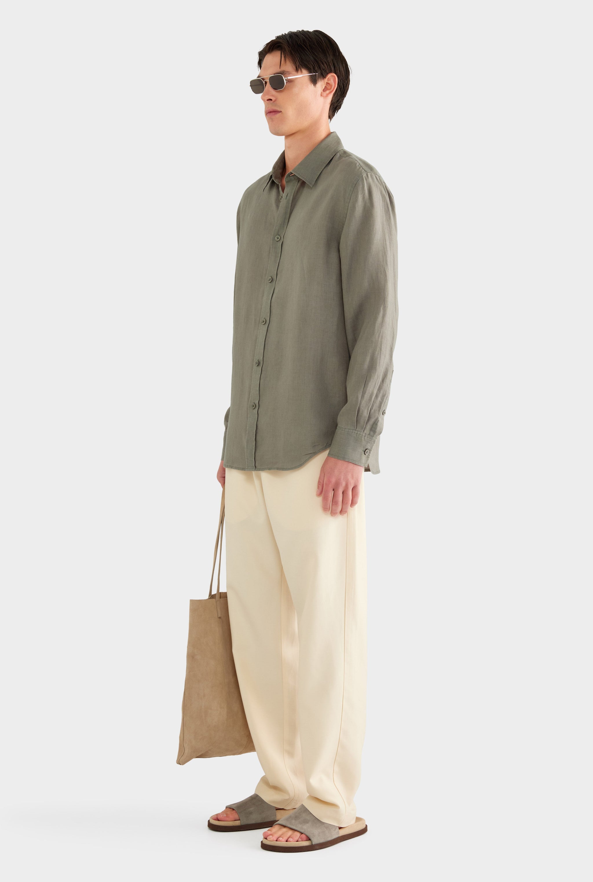 Linen Shirt - Slate Olive