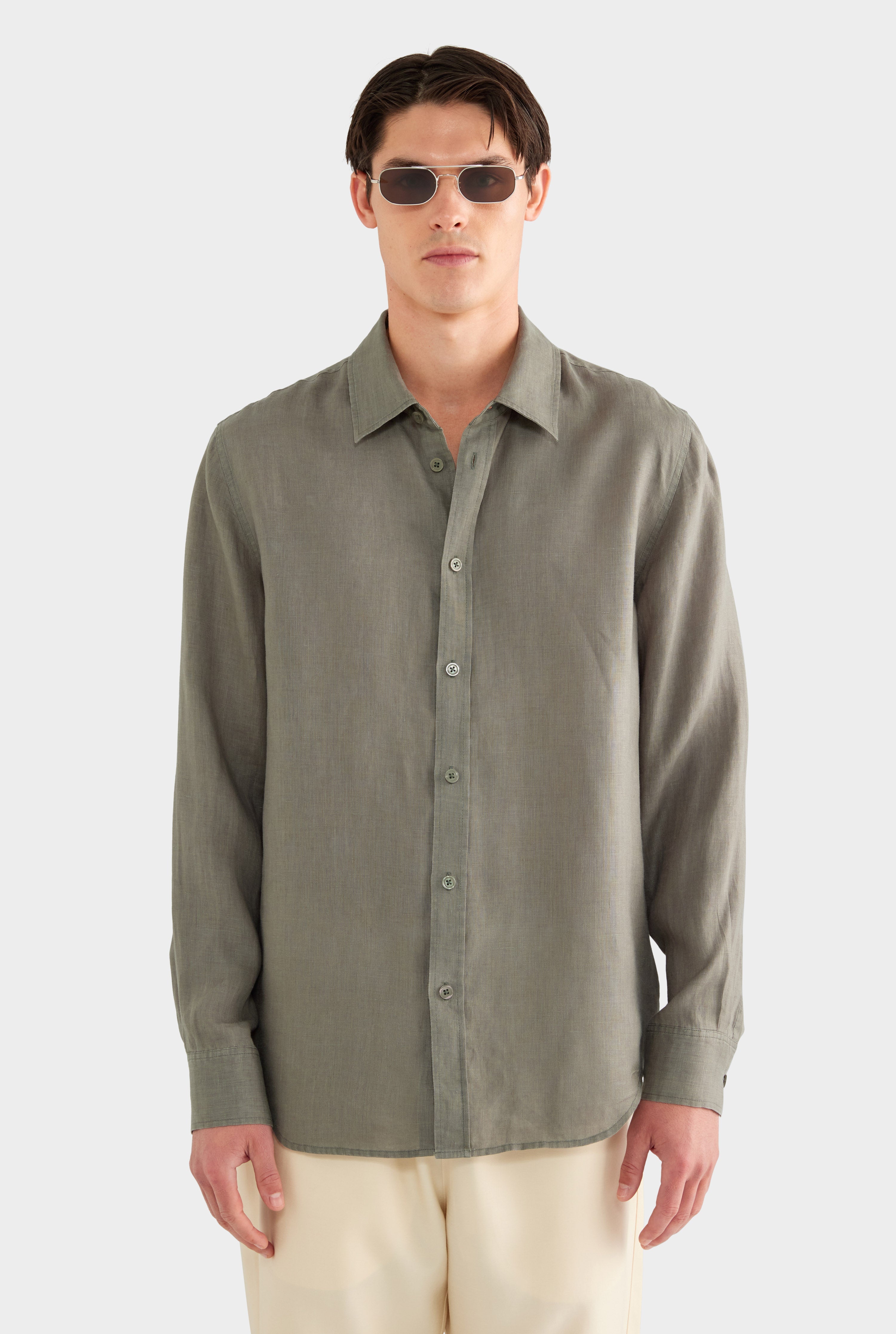 Linen Shirt - Slate Olive