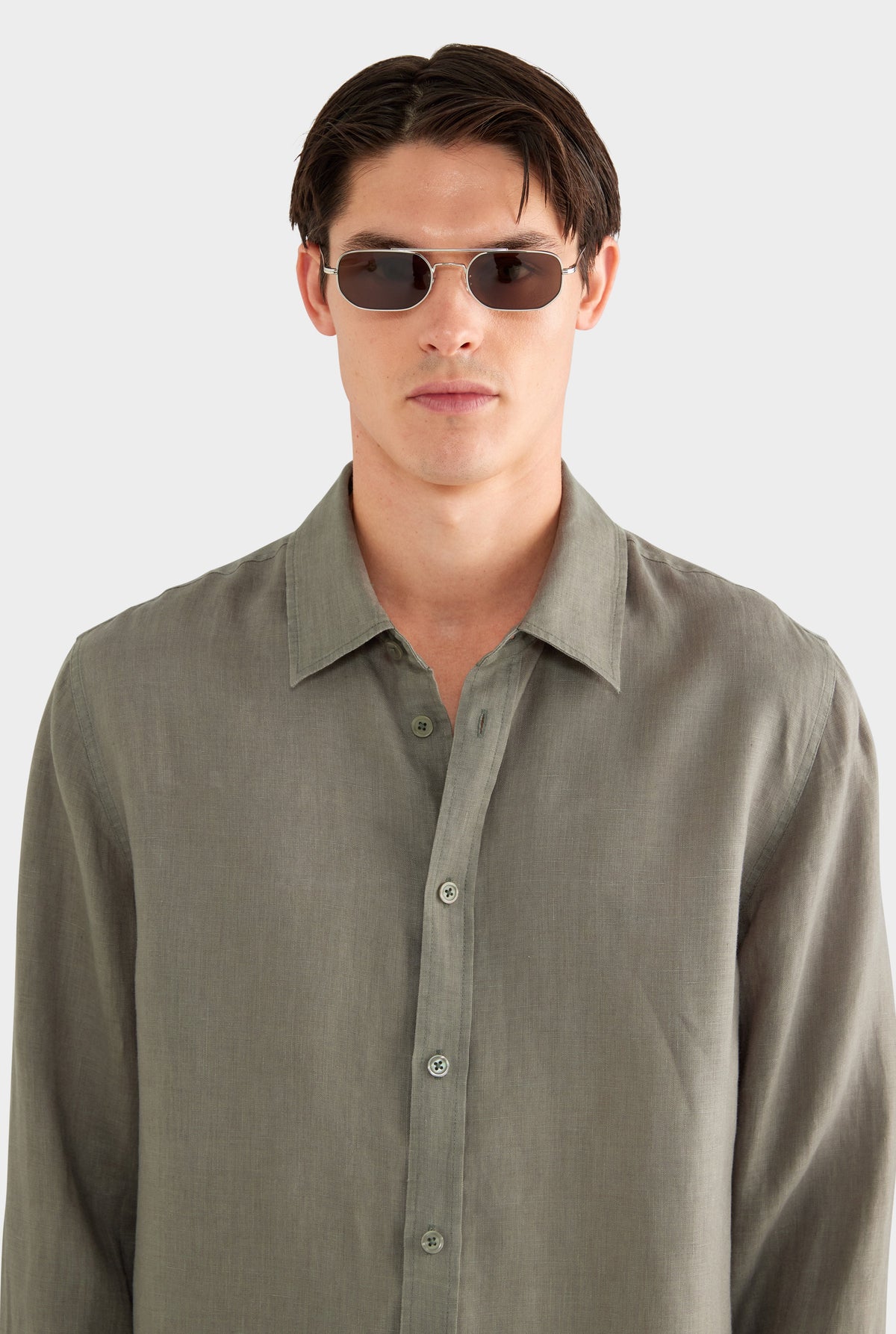 Linen Shirt - Slate Olive