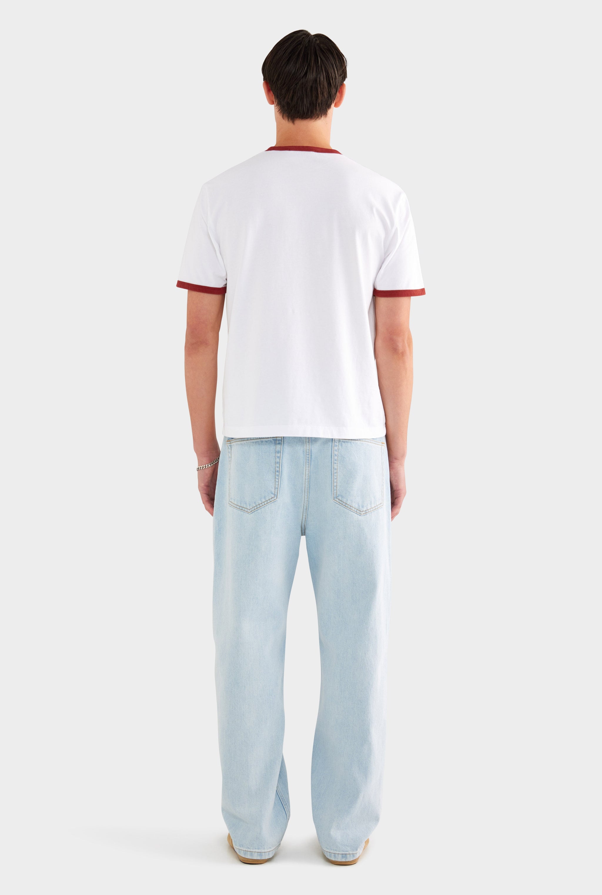 Ringer T Shirt - White/Burnt Red