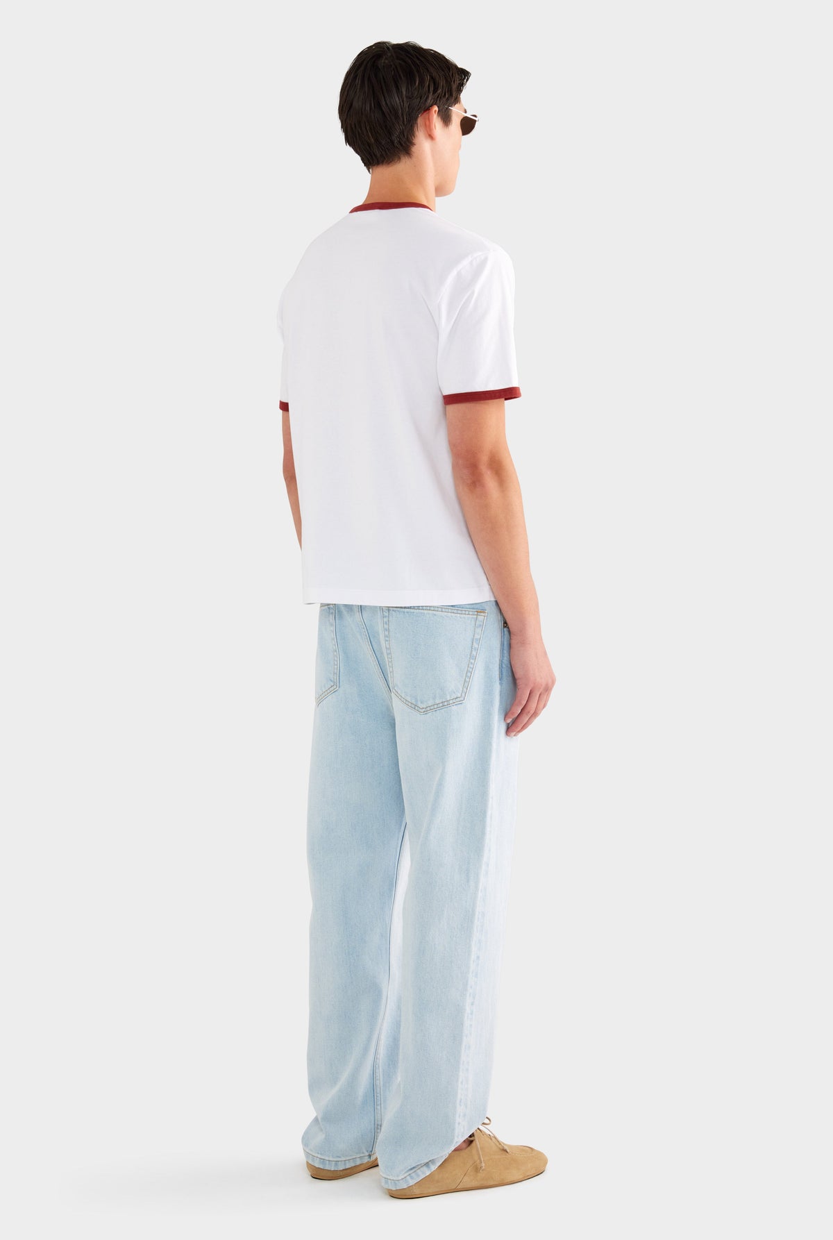 Ringer T Shirt - White/Burnt Red