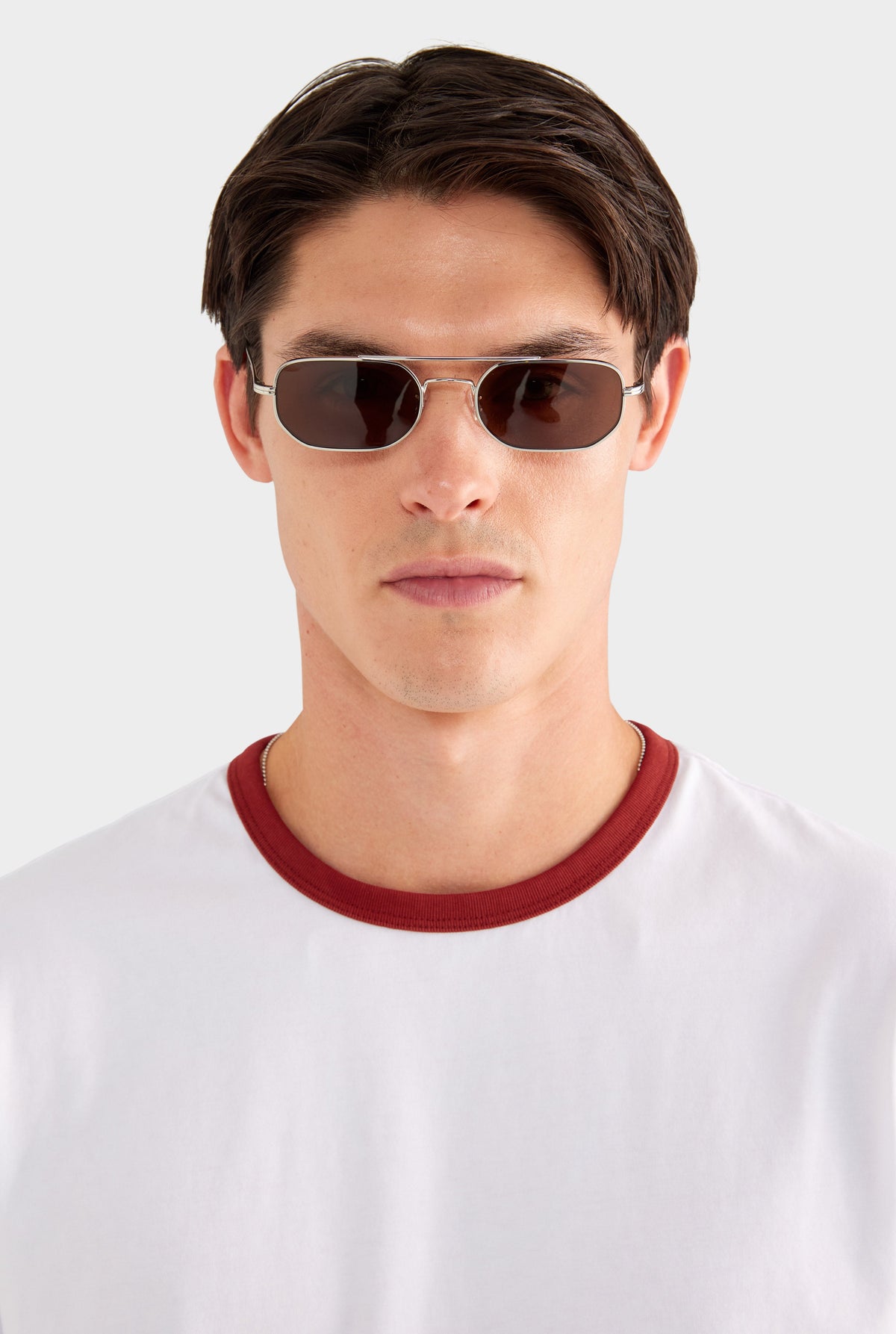 Ringer T Shirt - White/Burnt Red