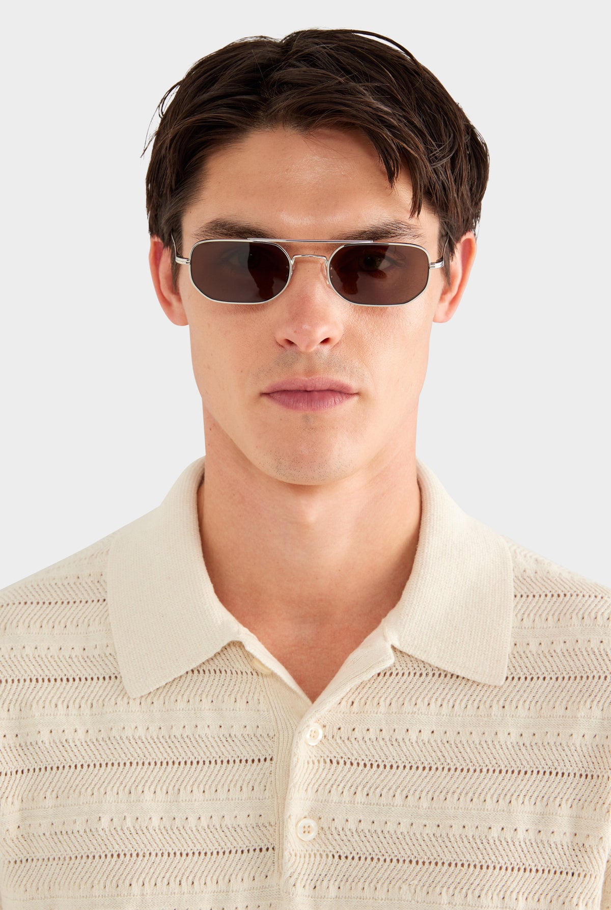 Linen Cotton Pointelle Polo - Natural