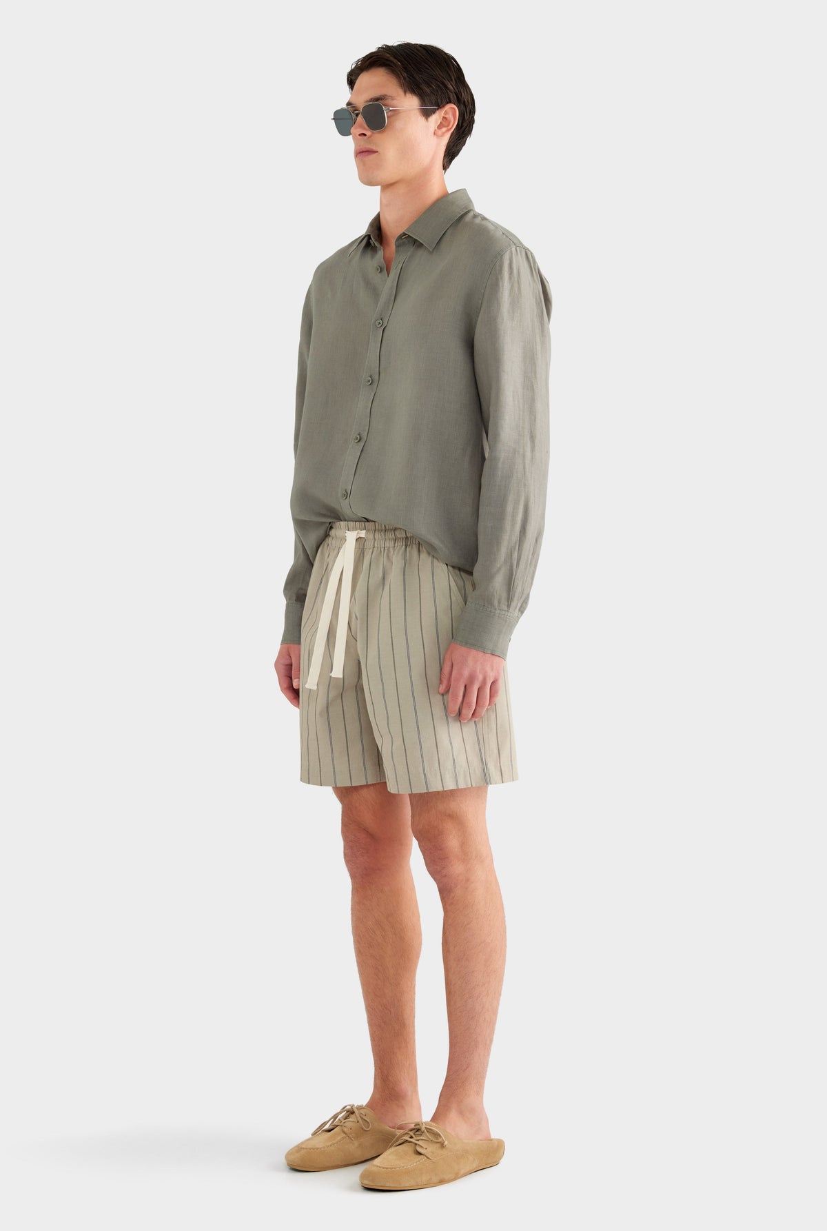 Stripe Lounge Short - Dried Sage/Forest Stripe