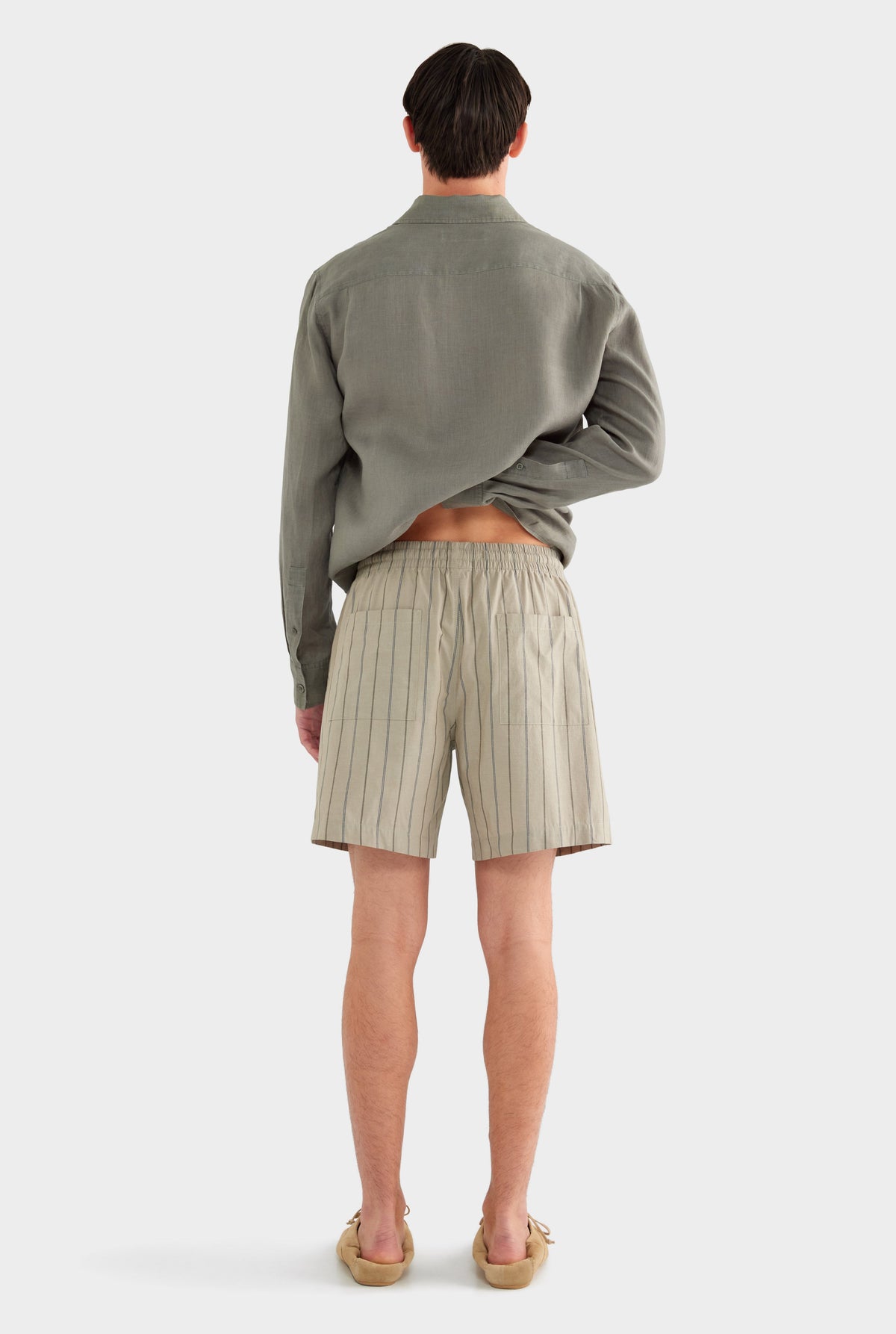 Stripe Lounge Short - Dried Sage/Forest Stripe