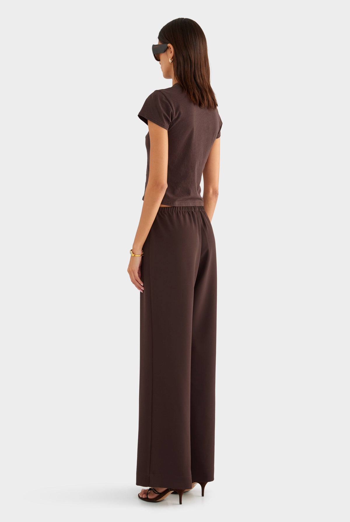 Crepe Elastic Waist Pant - Dark Chocolate