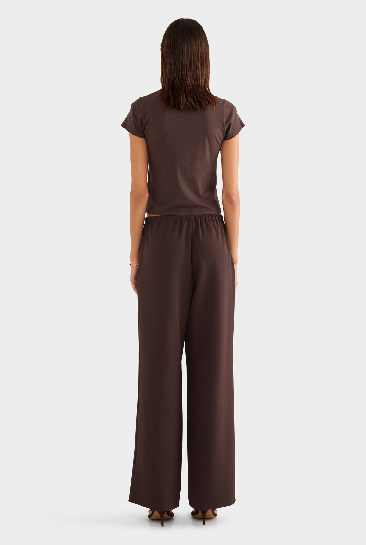 Crepe Elastic Waist Pant - Dark Chocolate