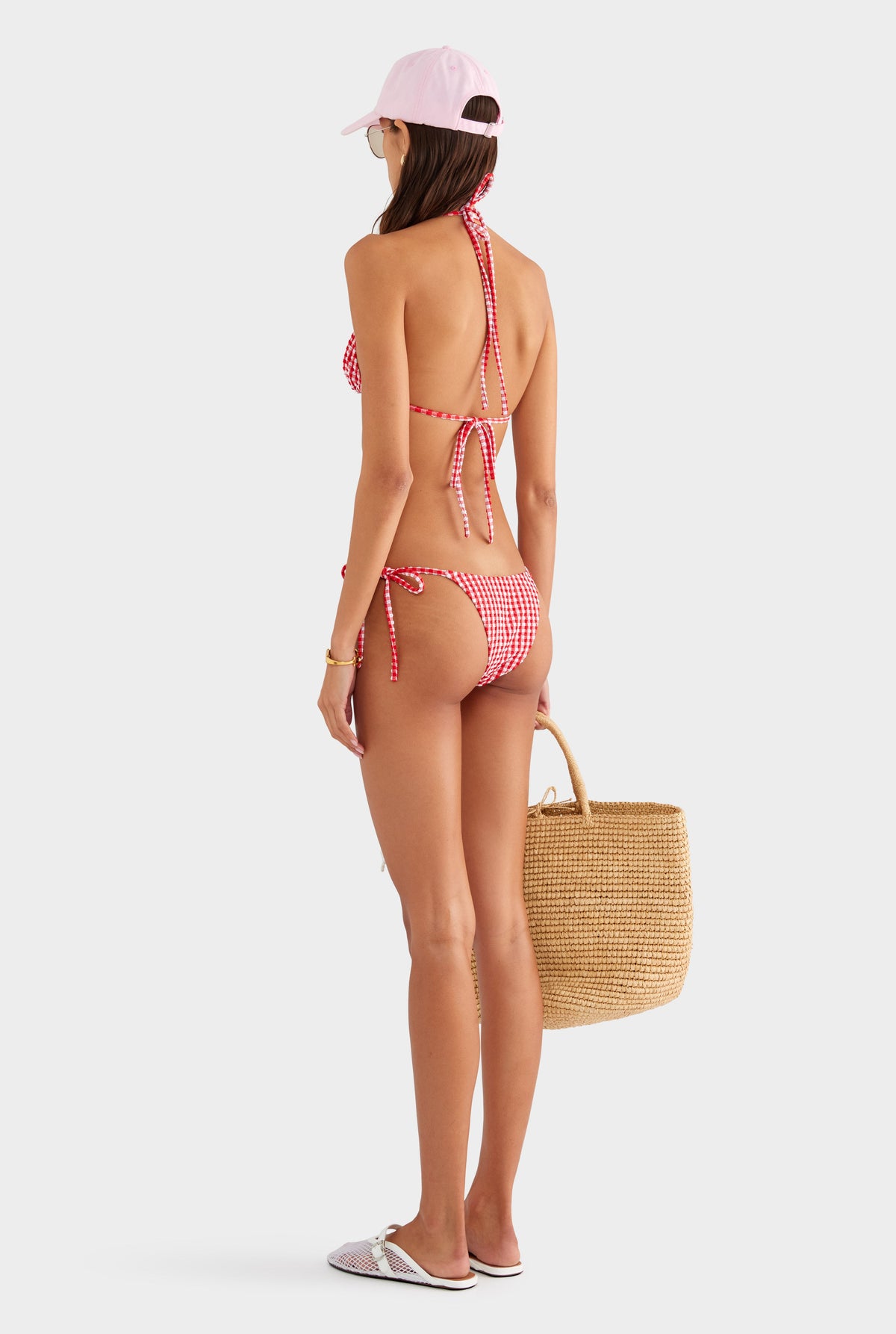 Gingham Triangle Bikini - Red/White Gingham