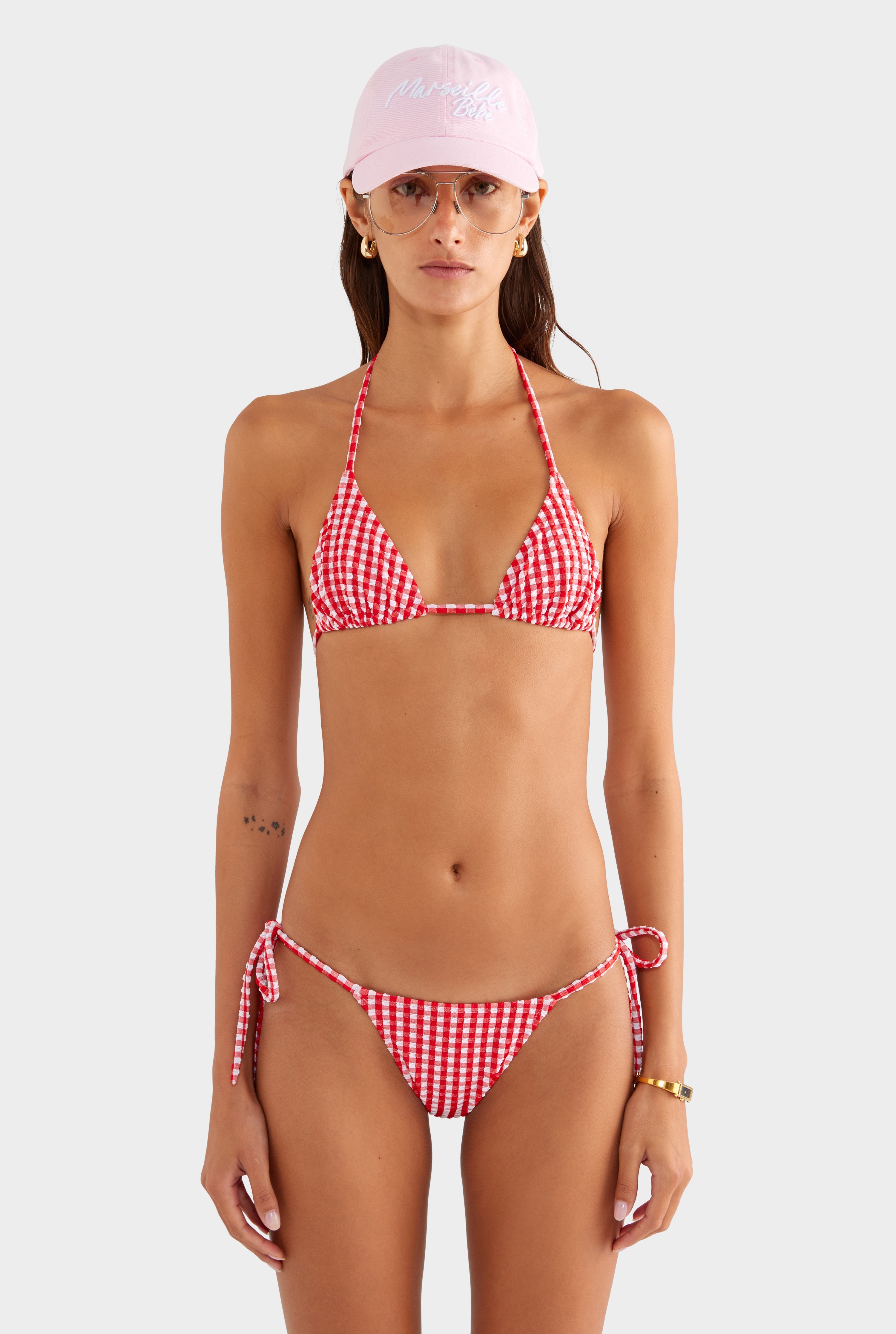 Gingham Triangle Bikini - Red/White Gingham