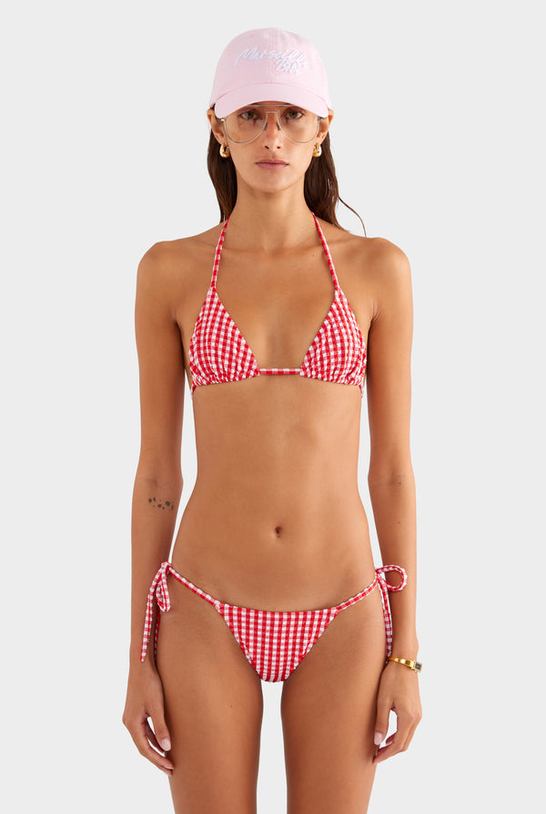 Gingham Triangle Bikini - Red/White Gingham