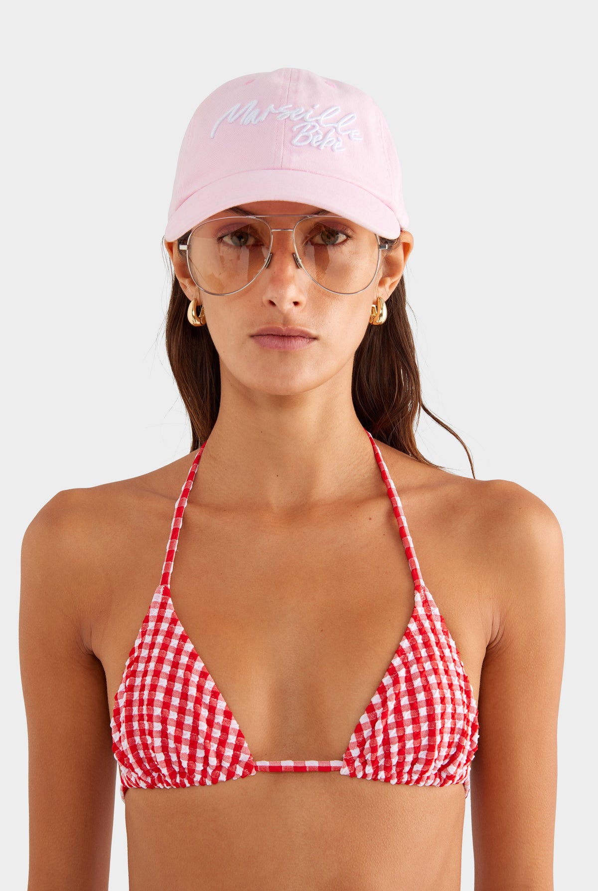Gingham Triangle Bikini - Red/White Gingham