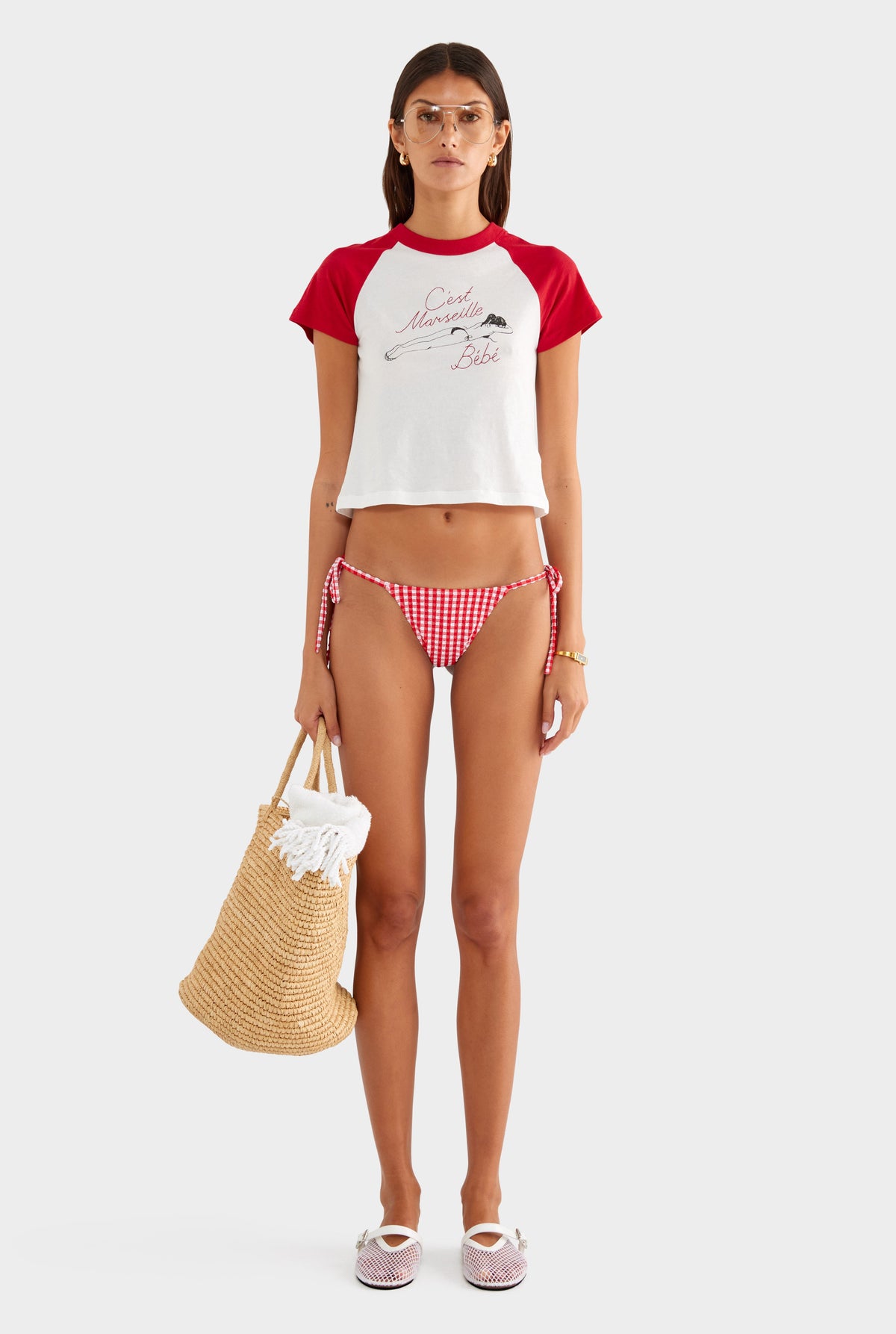 Lightweight Raglan Baby Tee - Off White/Red