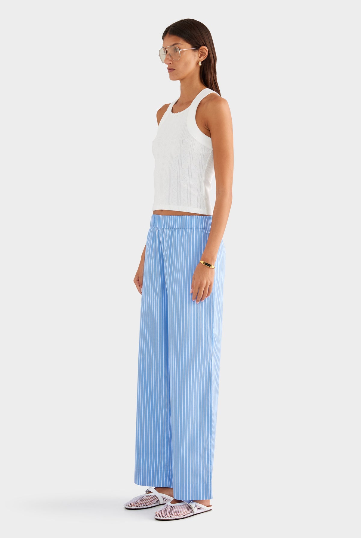 Cotton Pointelle Tank - White