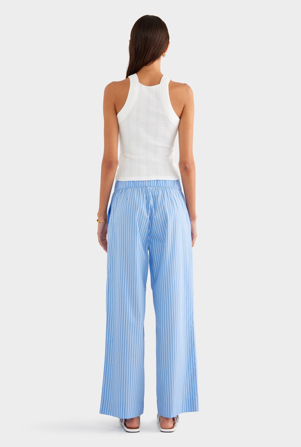 Striped Cotton Poplin Pant - Blue/White Stripe
