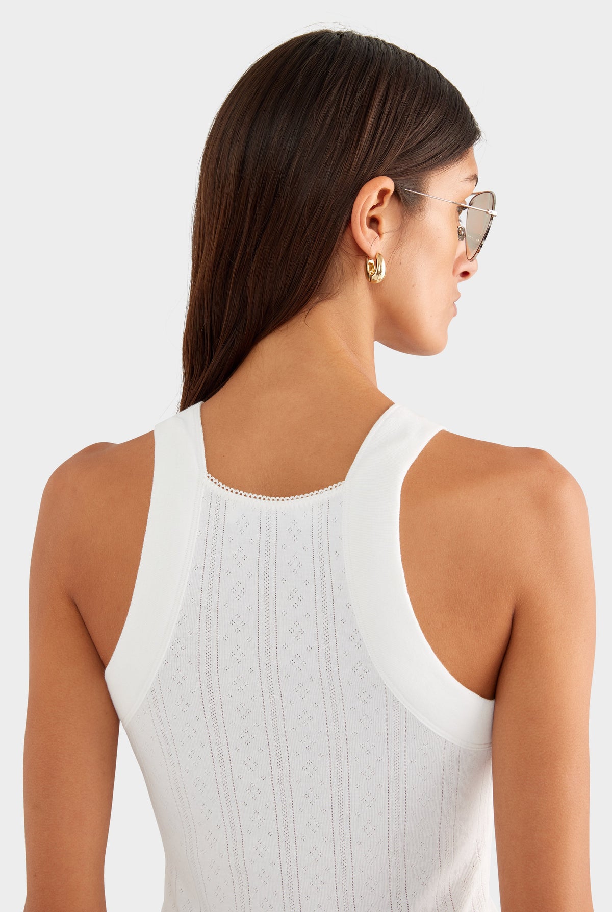 Cotton Pointelle Tank - White