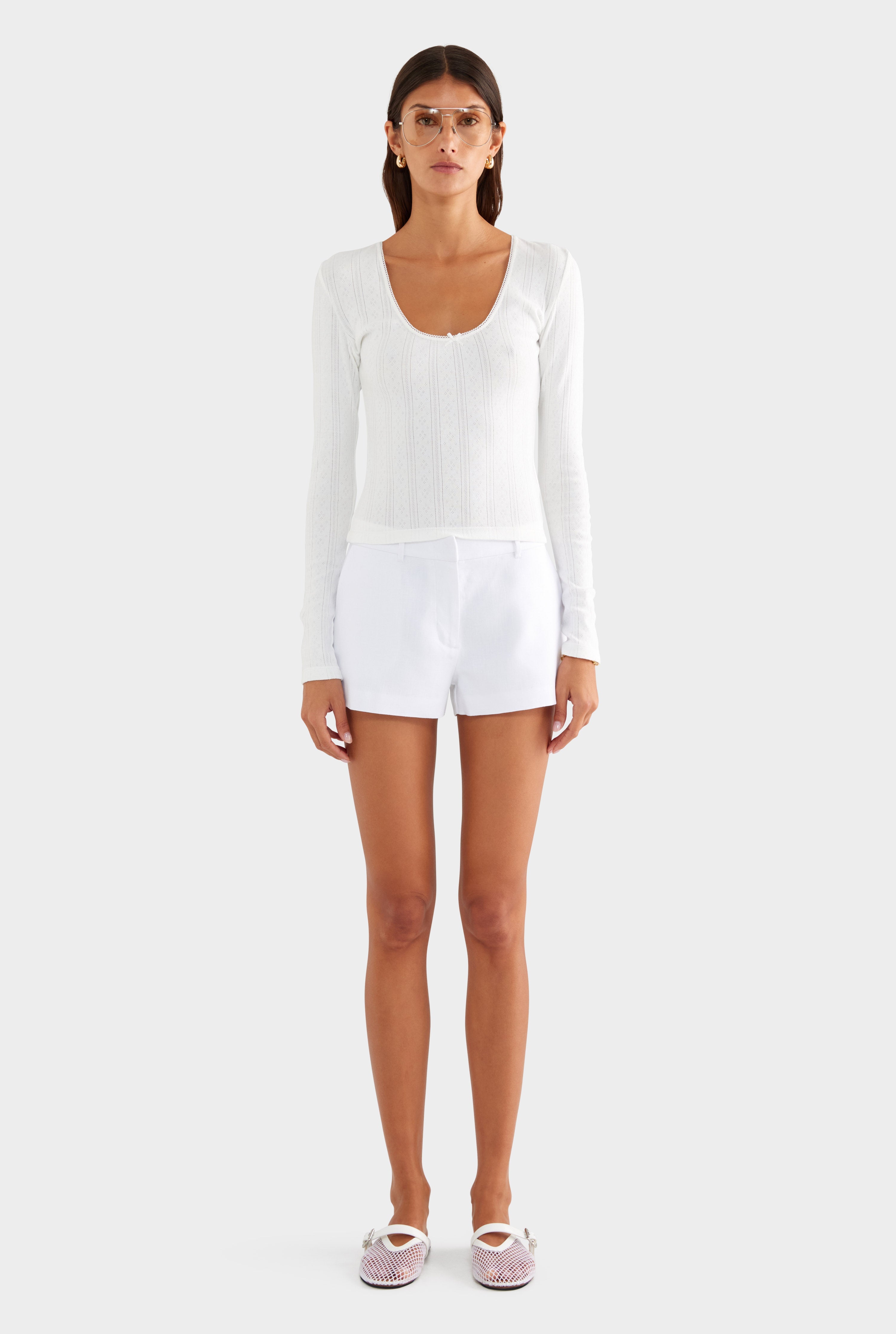 Linen Tailored Short - White