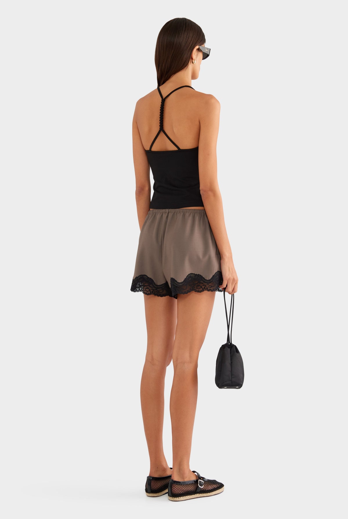 Braided Strap Halter Top - Black