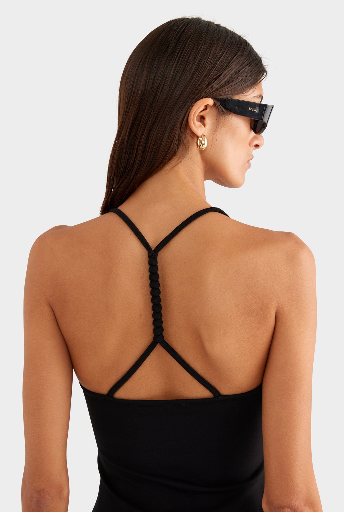 Braided Strap Halter Top - Black