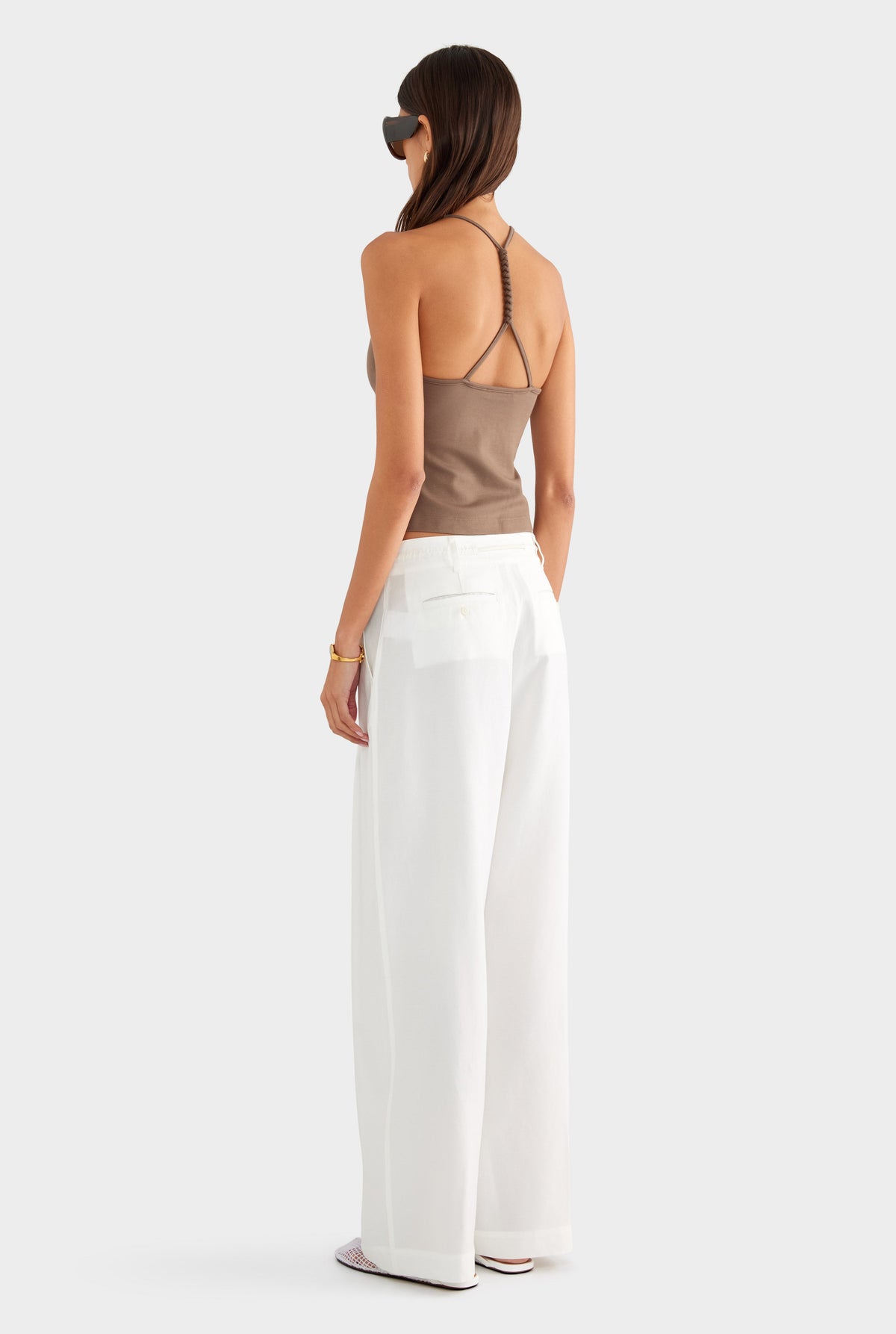 Braided Strap Halter Top - Chocolate Chip