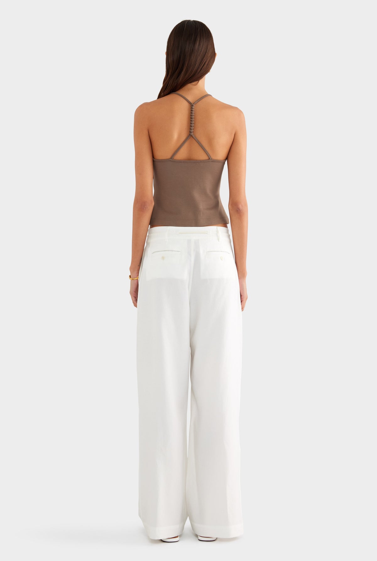 Braided Strap Halter Top - Chocolate Chip