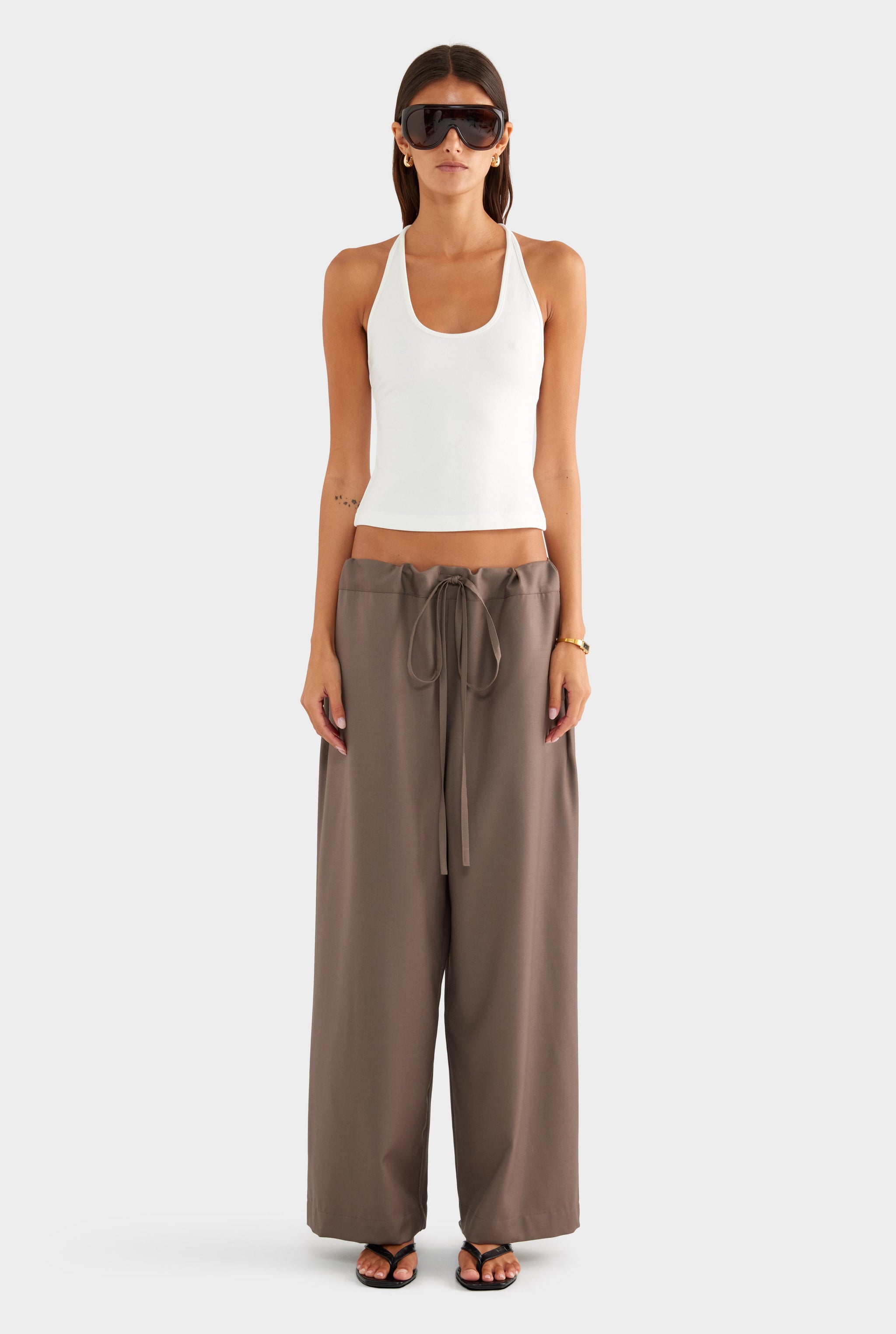 Braided Strap Halter Top - Off White
