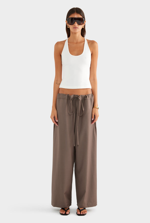 Wool Paperbag Pant - Mocha