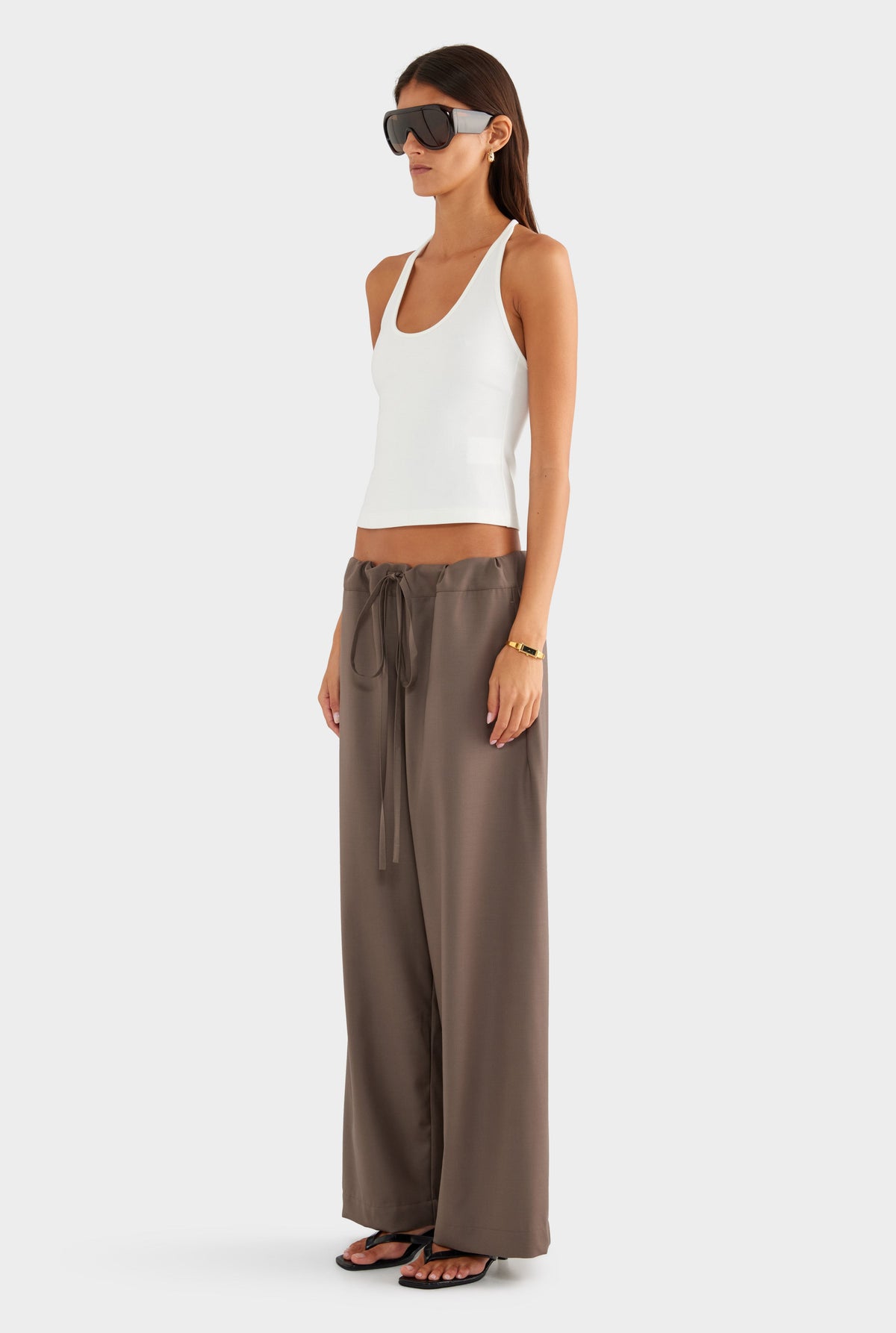 Wool Paperbag Pant - Mocha