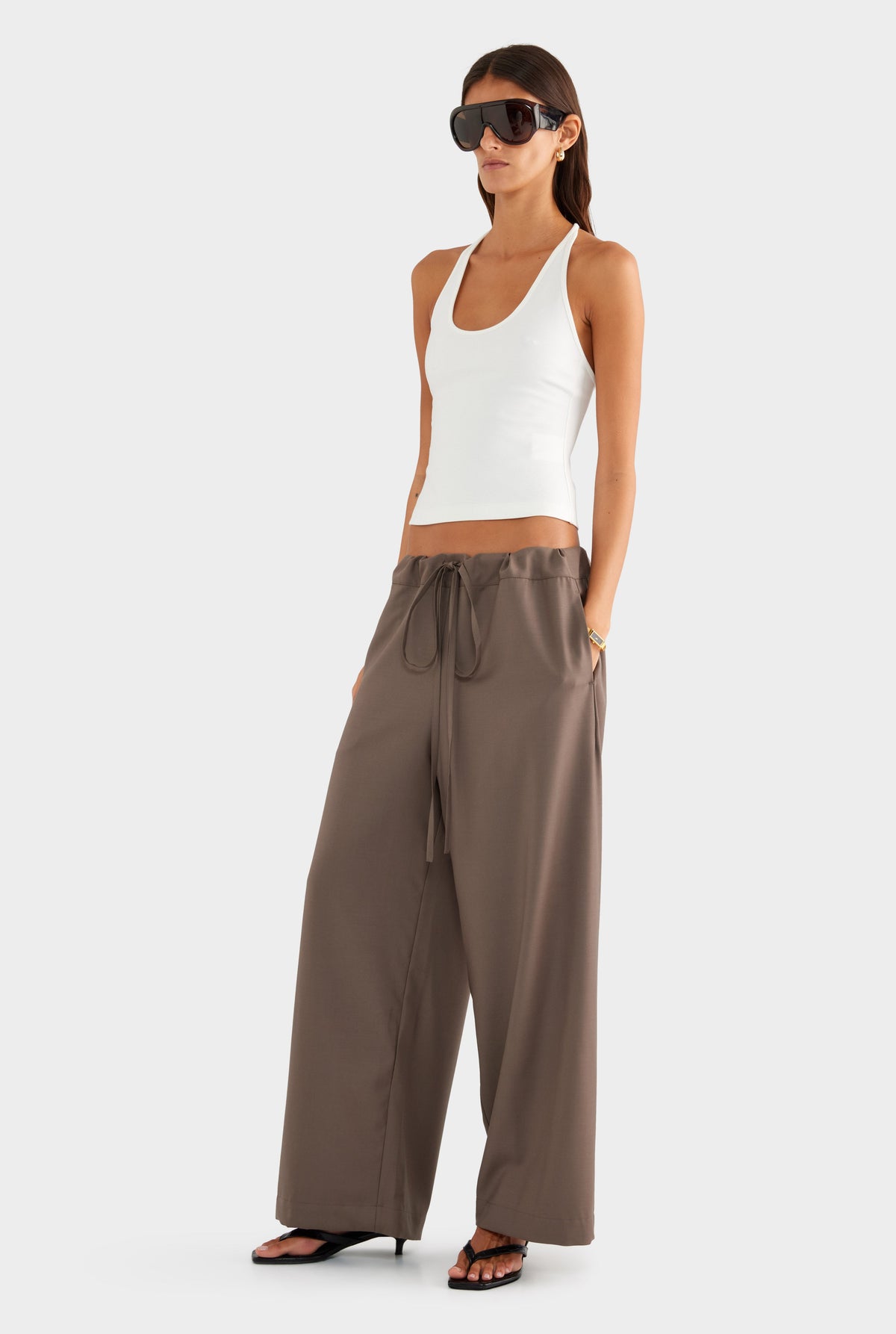 Wool Paperbag Pant - Mocha