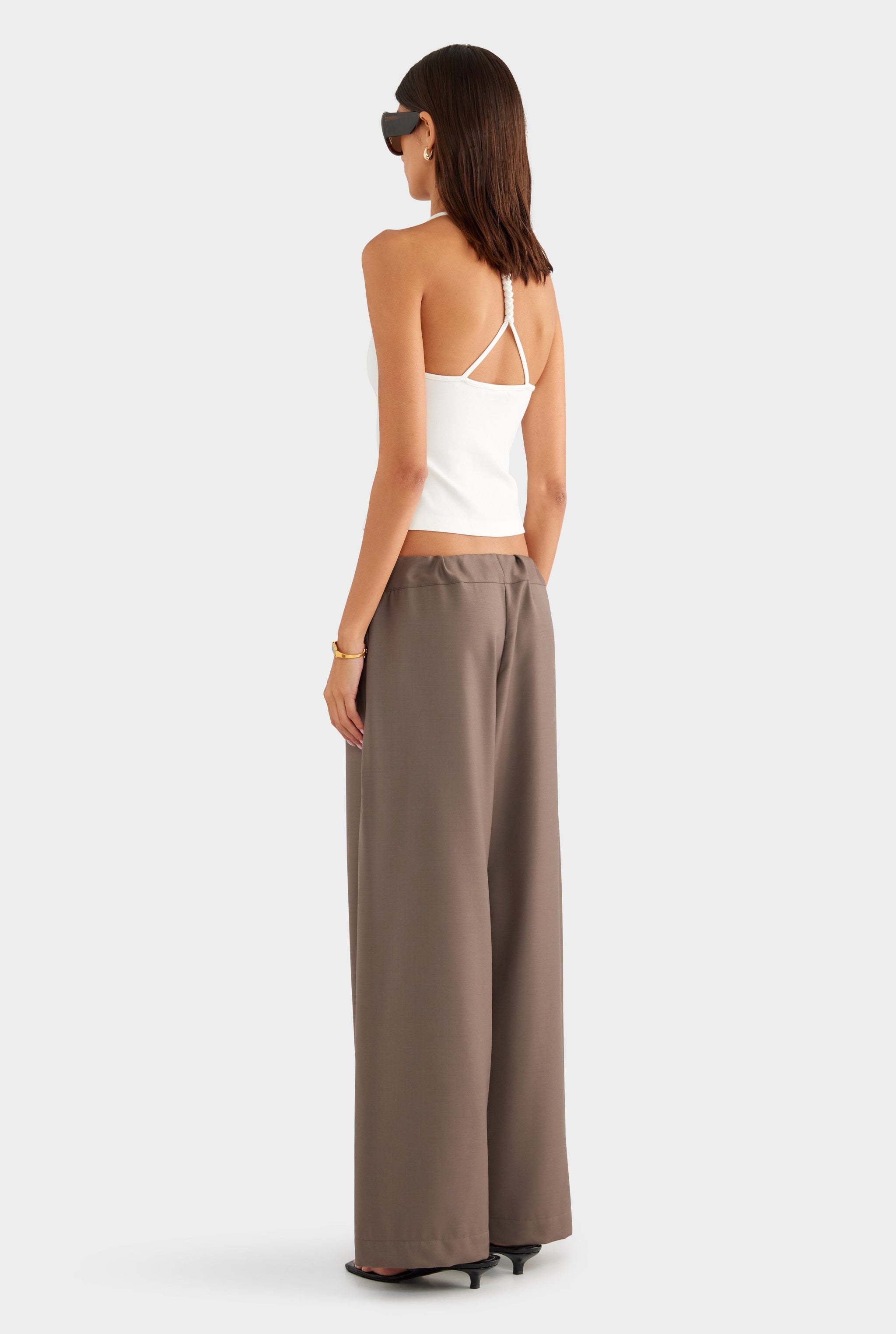 Braided Strap Halter Top - Off White