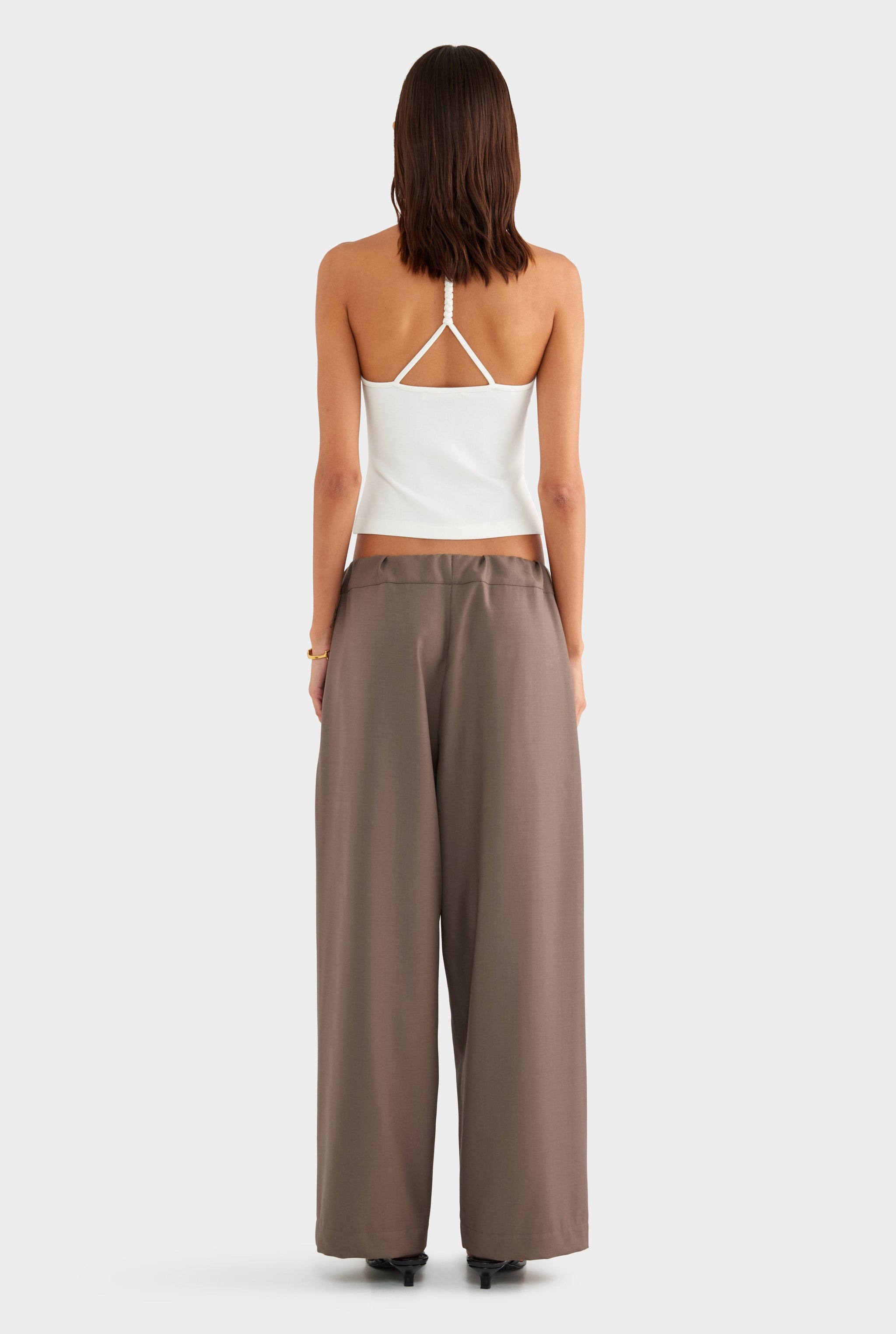 Braided Strap Halter Top - Off White