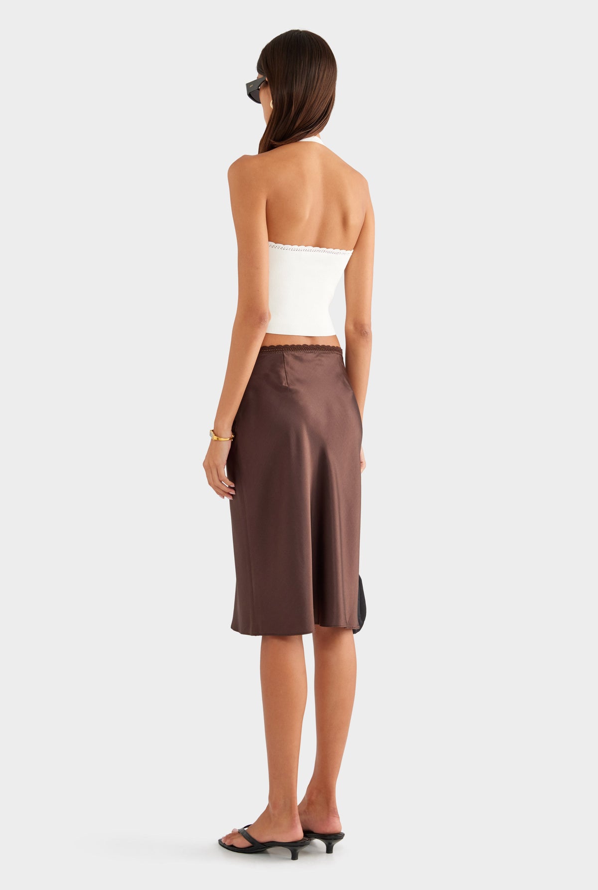 Crochet Trim Knit Halter - Off White