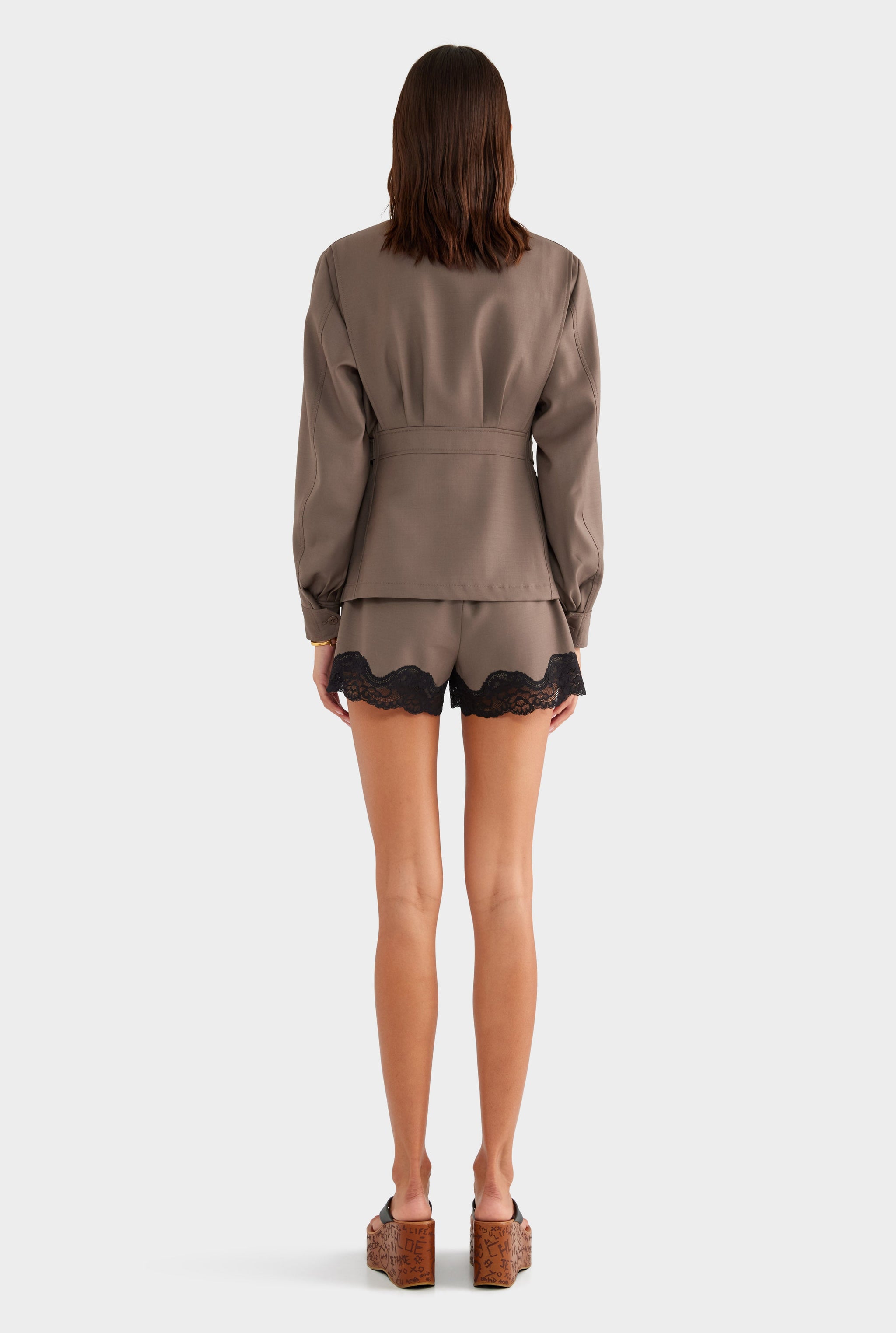 Tailored Wool Zip Suit Jacket - Mocha