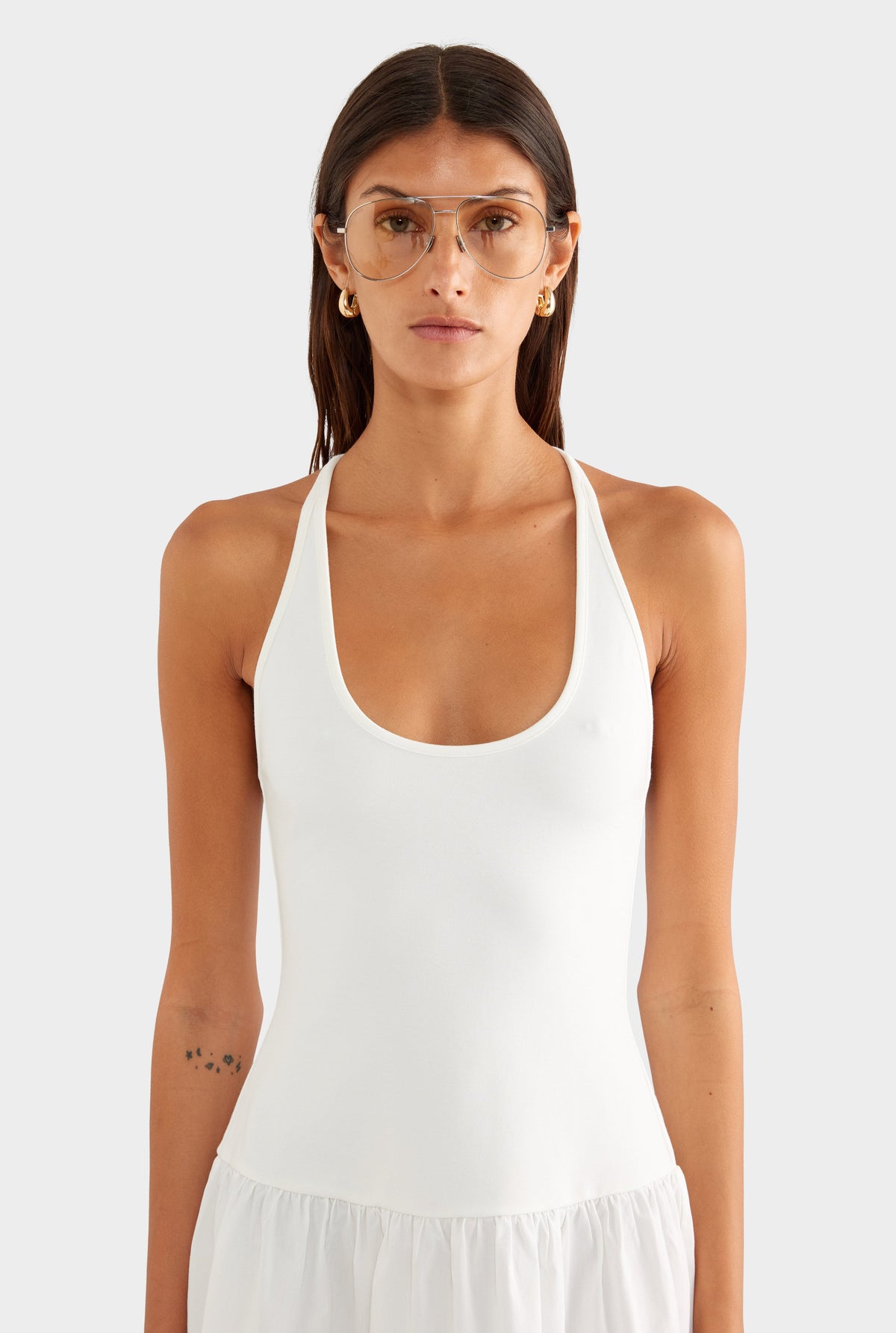 Braided Strap Halter Mini Dress - Off White