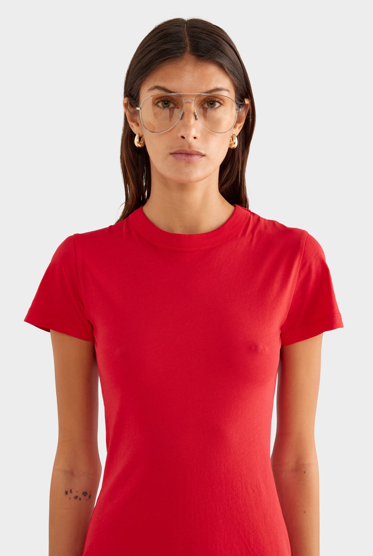 Pigment Dyed Baby Tee Mini Dress - Red/Marseille Doily
