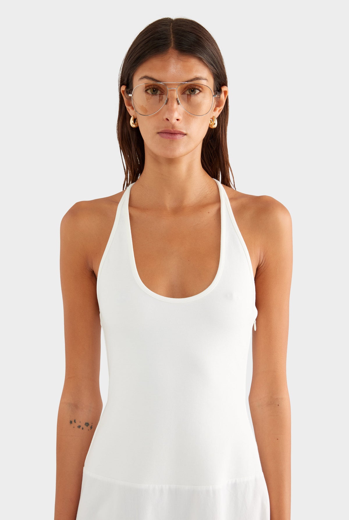 Braided Strap Halter Maxi Dress - Off White