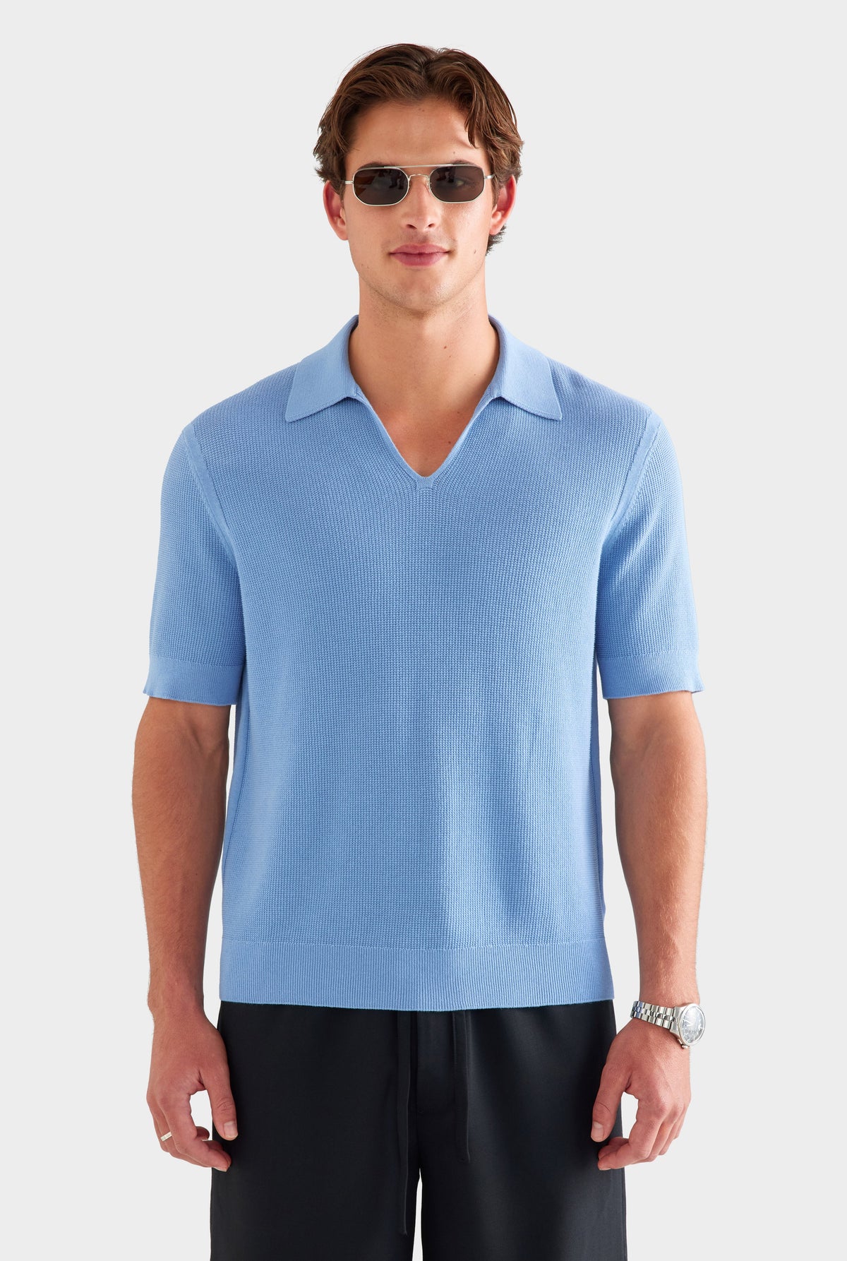 Lightweight Knit Polo - Dusk Blue [[AU_MEDIA:gid://shopify/MediaImage/27760251076695]]