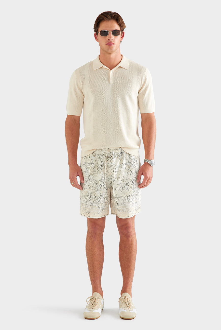 Relaxed Tencel Short - Beige Sketched V Monogram [[AU_MEDIA:gid://shopify/MediaImage/27760526590039]]