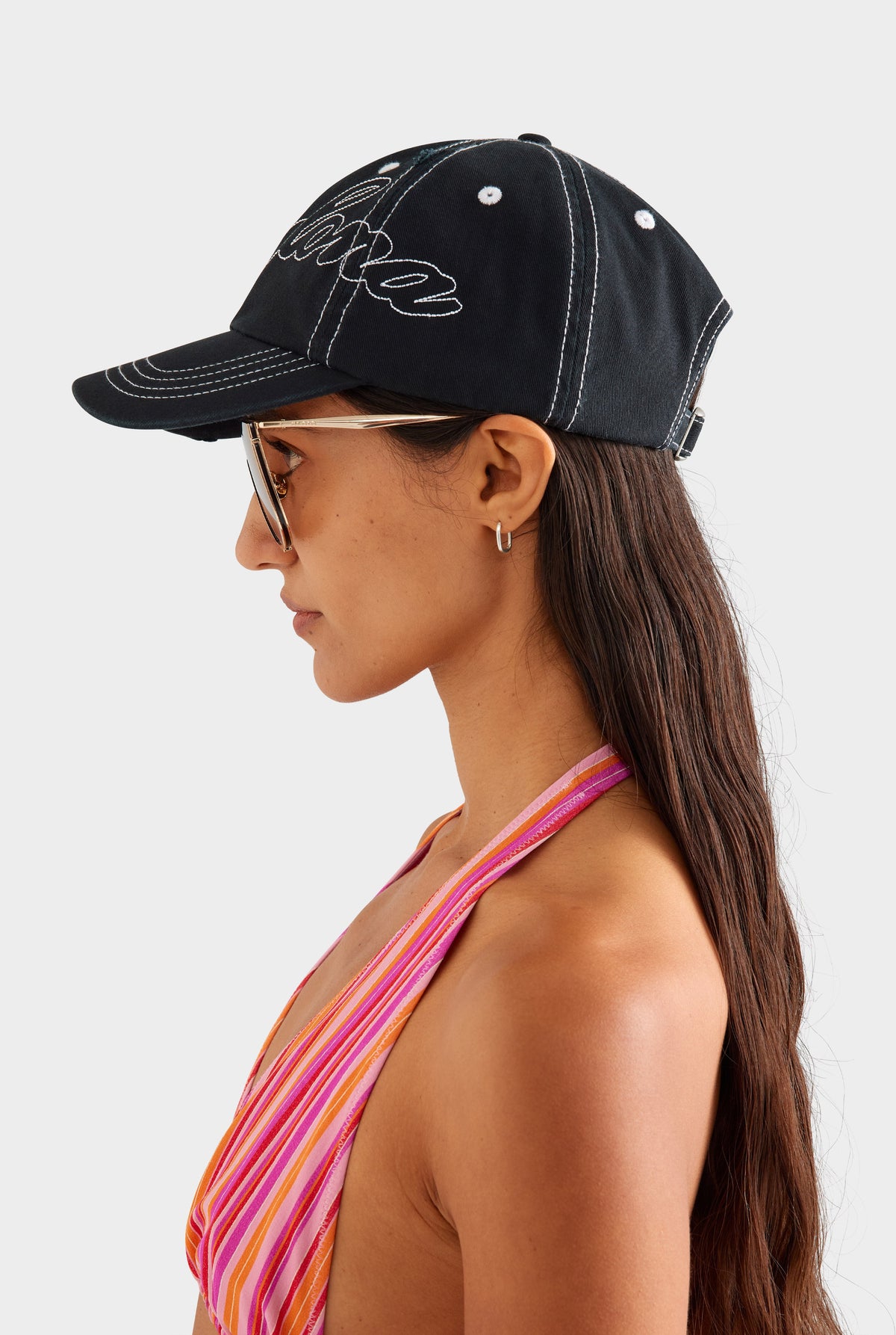 Barcelona Cursive Canvas Cap - Washed Black [[AU_MEDIA:gid://shopify/MediaImage/27760185704535]]