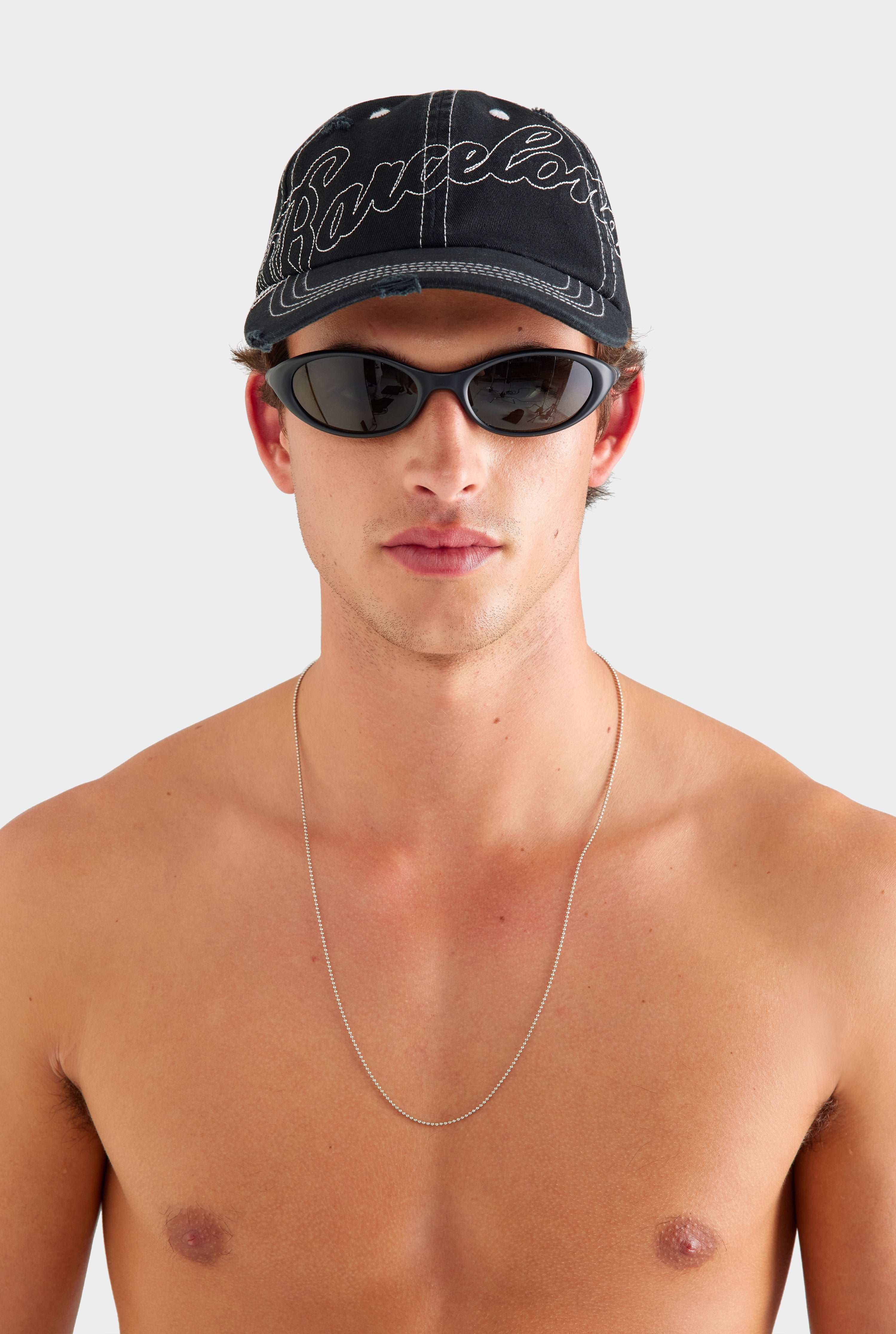 Barcelona Cursive Canvas Cap - Washed Black [[AU_MEDIA:gid://shopify/MediaImage/27760185770071]]