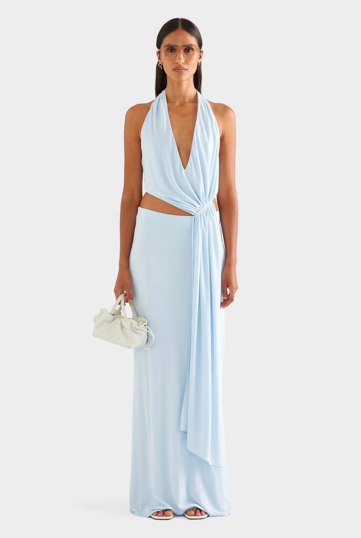 Drawstring Sash Maxi Dress - Ice Blue [[AU_MEDIA:gid://shopify/MediaImage/27759840395351]]
