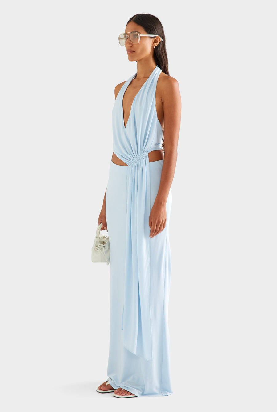 Drawstring Sash Maxi Dress - Ice Blue [[AU_MEDIA:gid://shopify/MediaImage/27759840428119]]